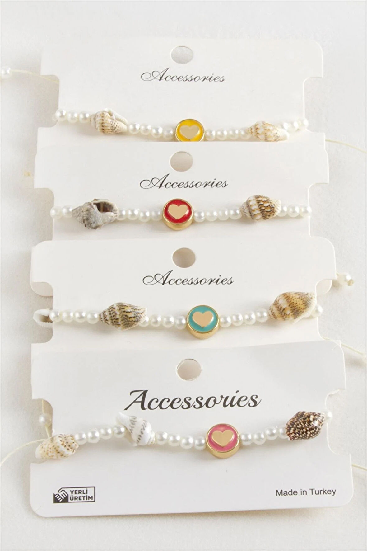 Kalp Deniz Kabuğu İnci Makrome İp Bileklik