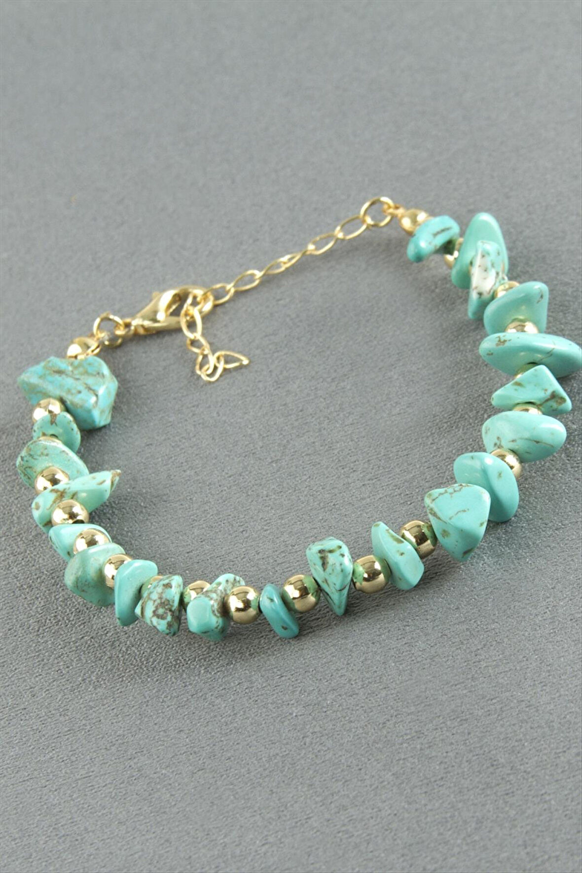 Turkuaz Kırık Doğaltaş Bileklik