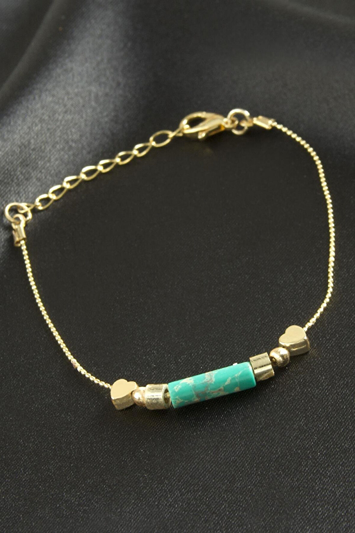 Kalp Turkuaz Taşlı Bileklik