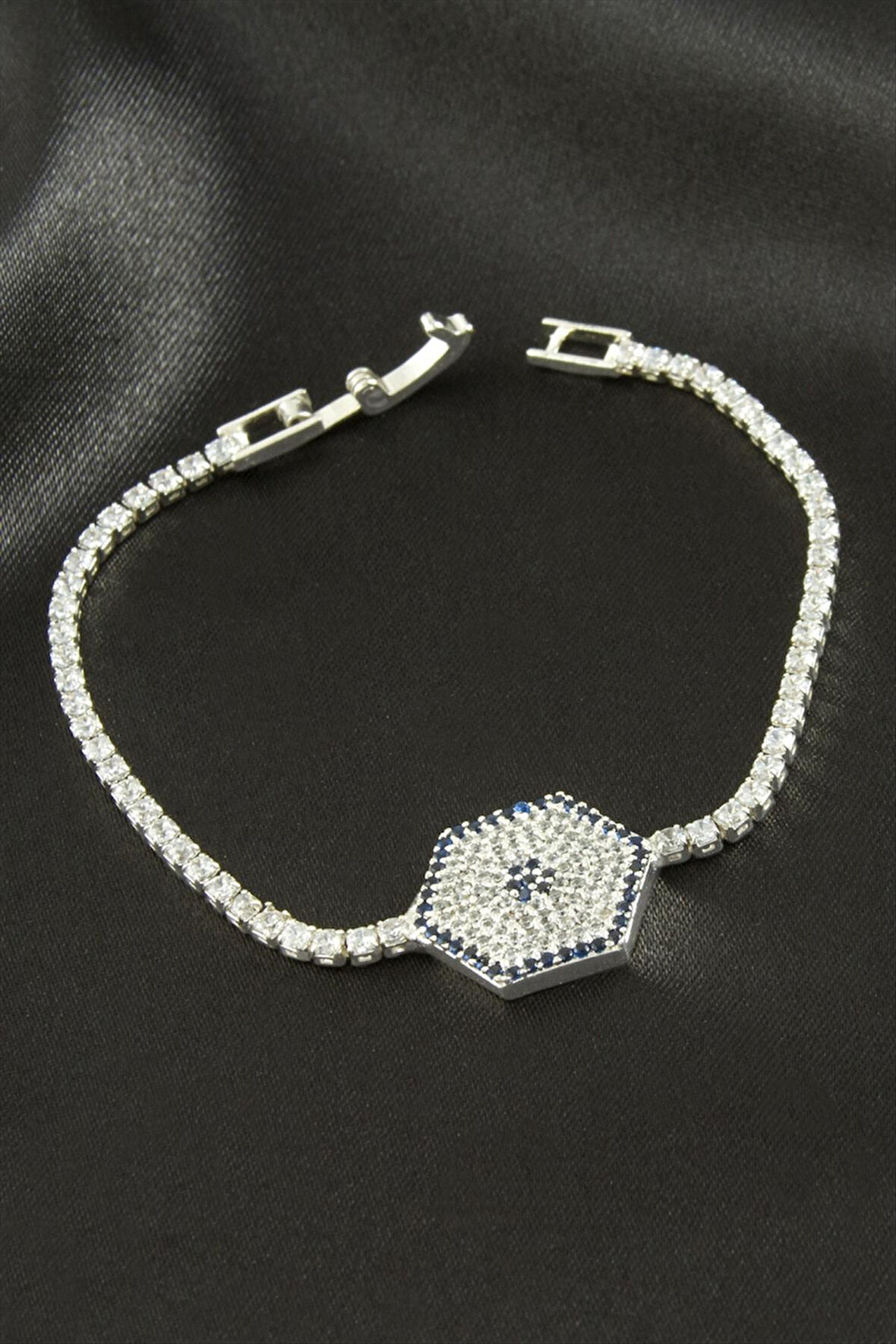 Altıgen Zirkon Taşlı Çocuk Bileklik 16 cm