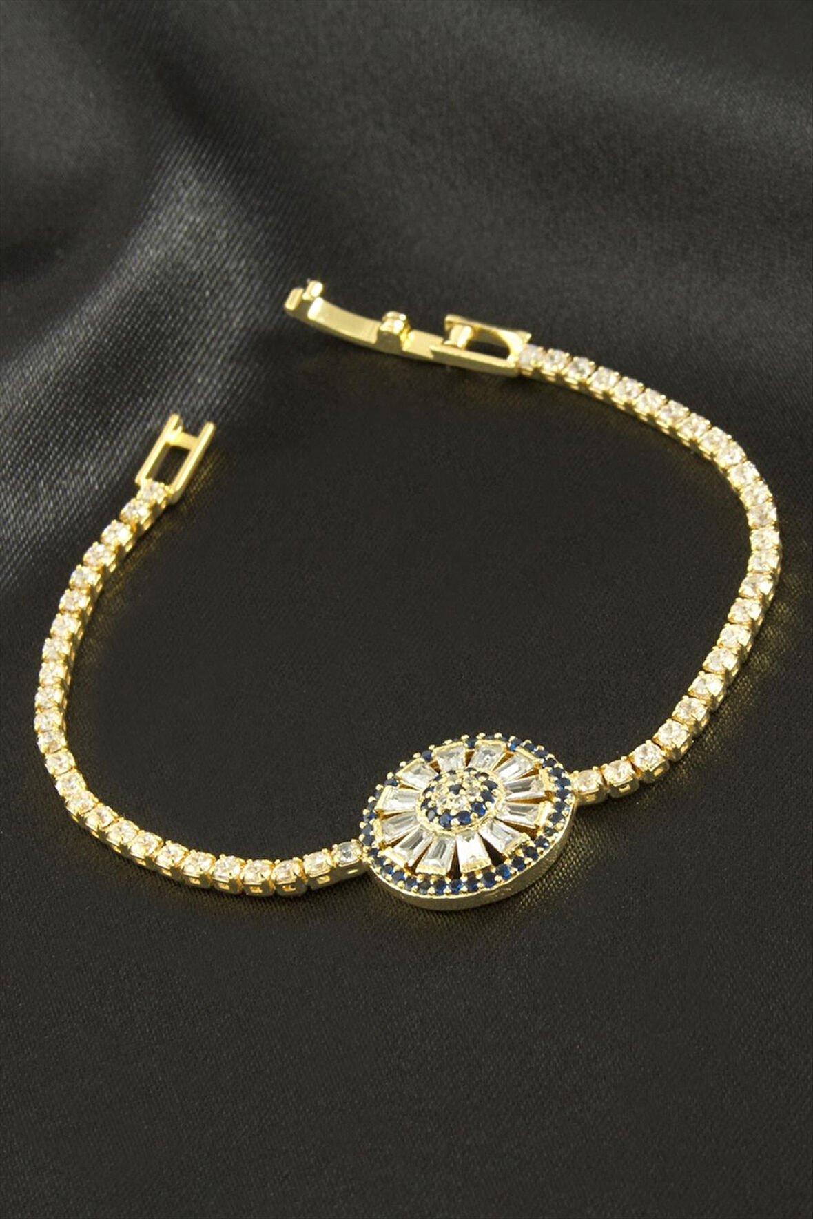 Yuvarlak Zirkon Taşlı Çocuk Bileklik 16 cm