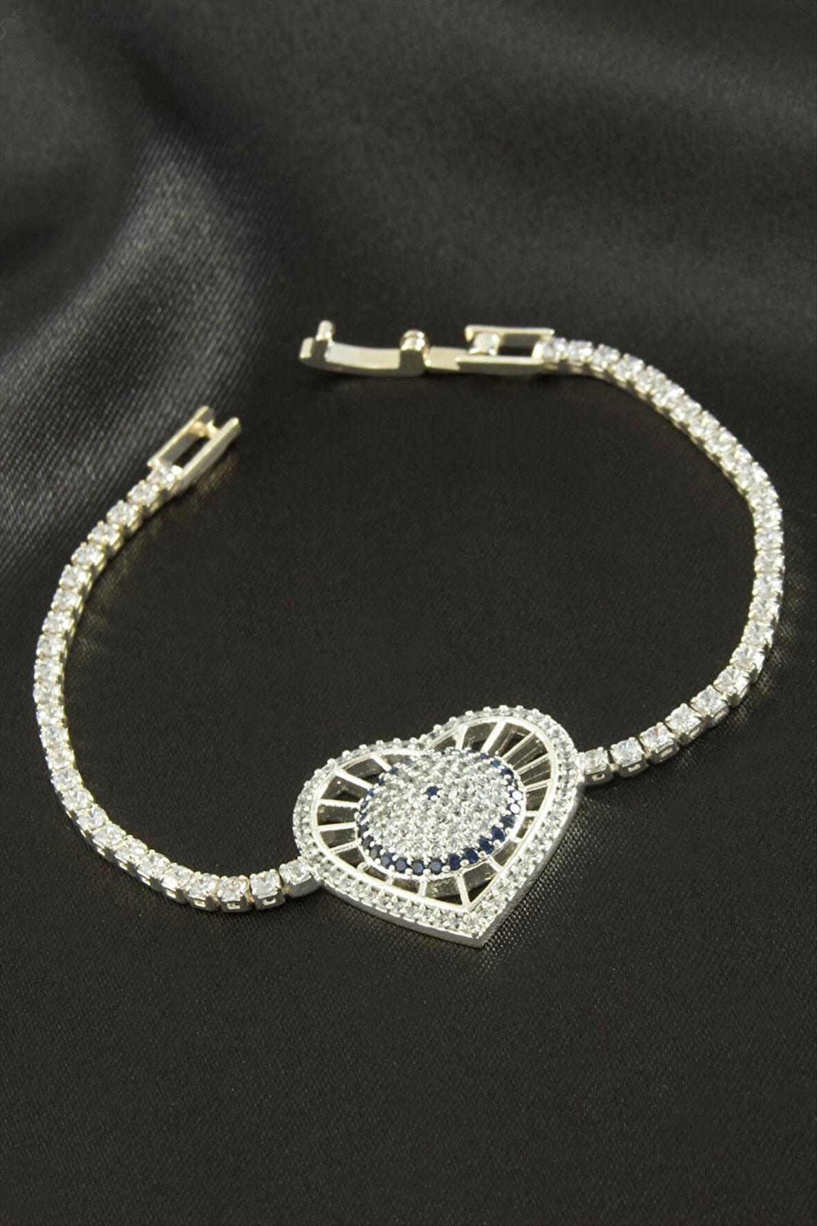 Kalp Zirkon Taşlı Çocuk Bileklik 16 cm