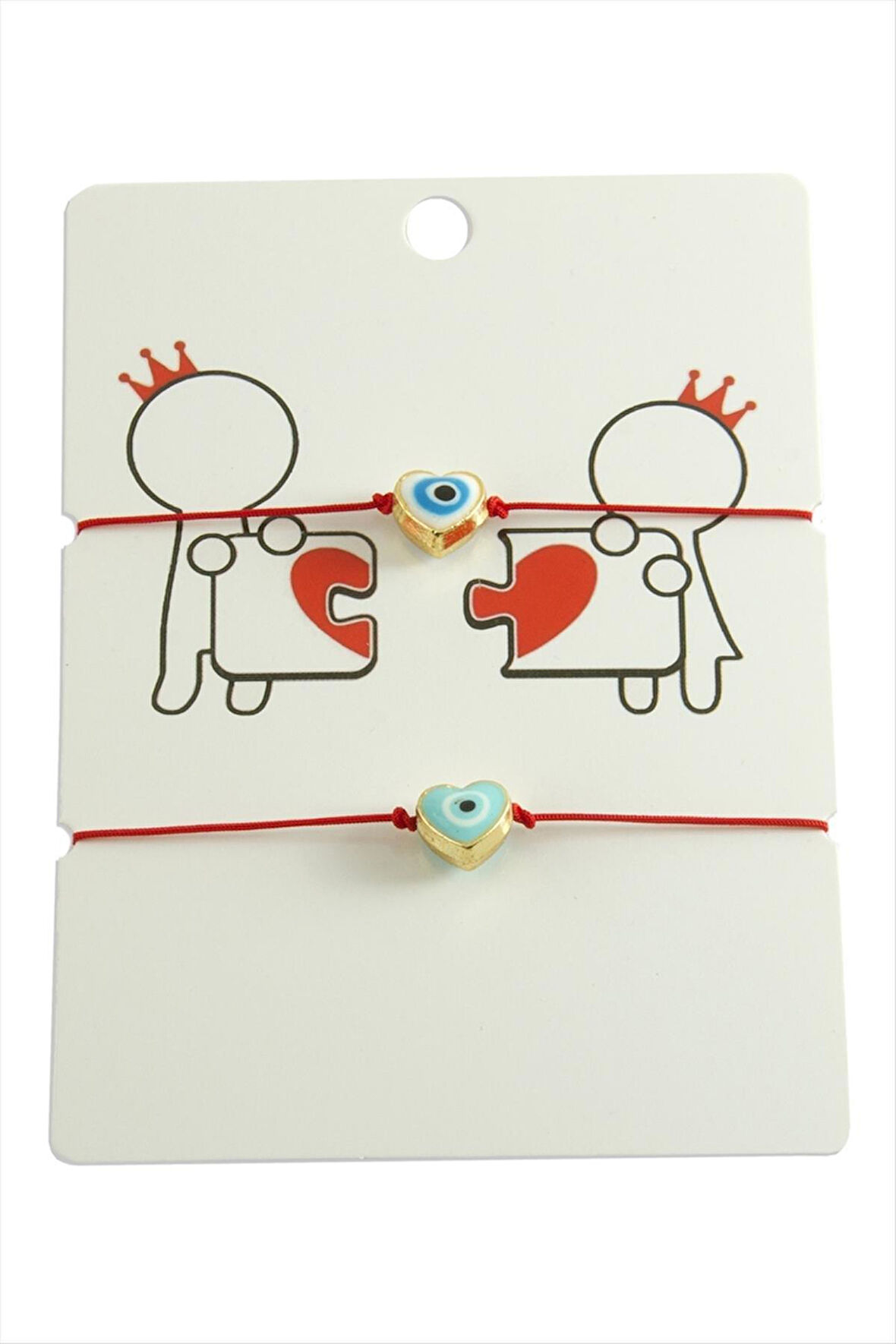 Kalp Nazar İp Bileklik 2 Adet