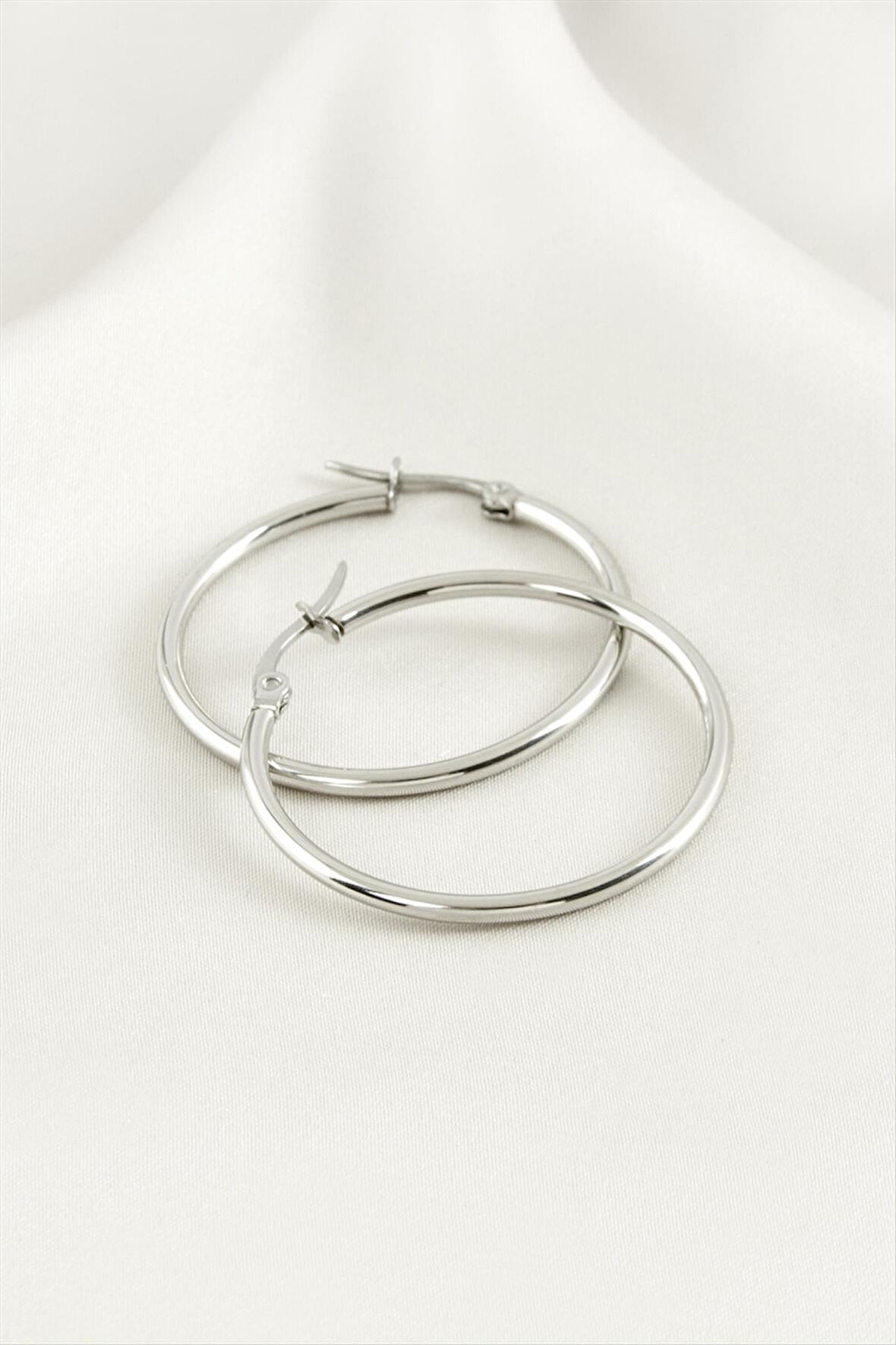 Halka Lüks Çelik Küpe 4 cm