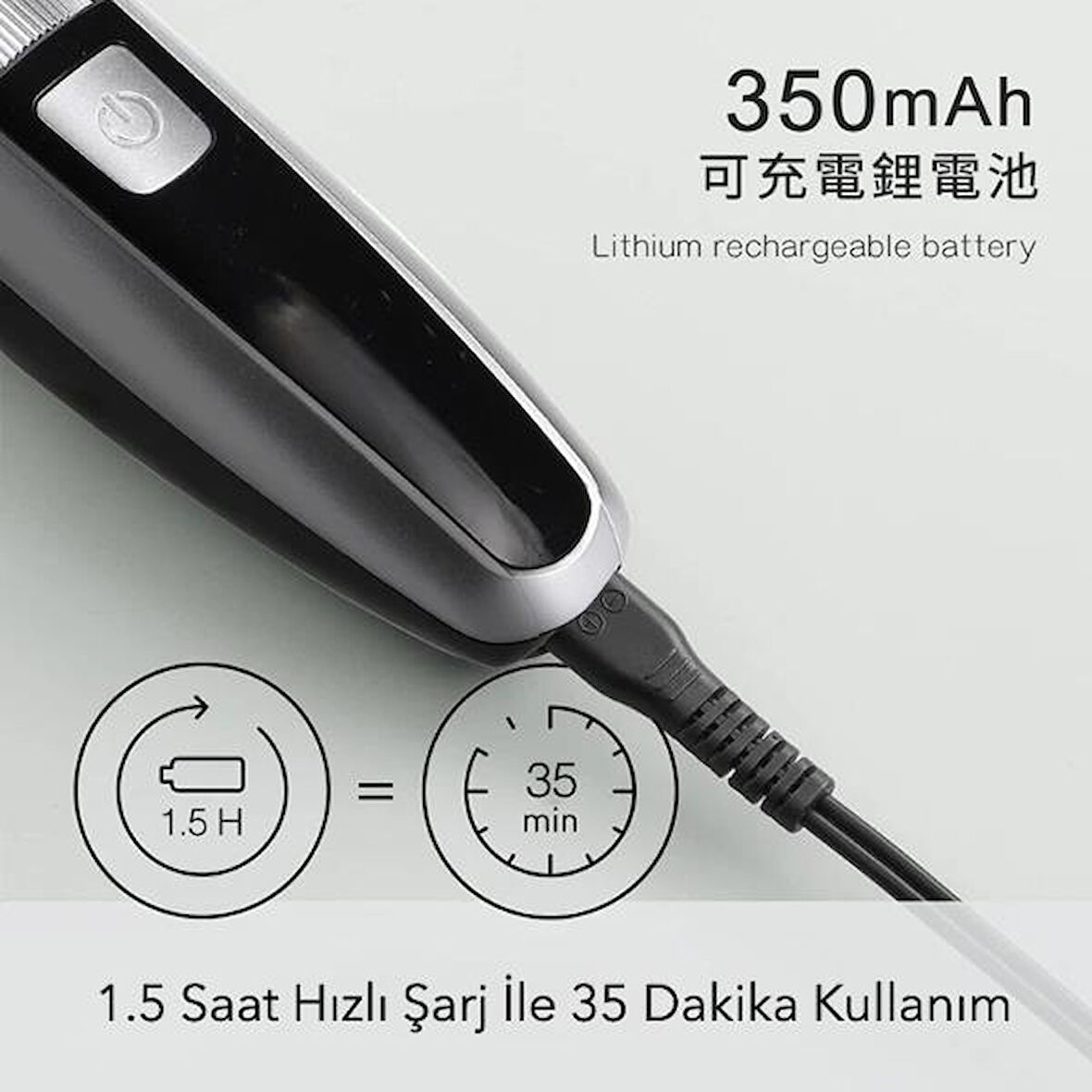 Şarjlı Ayarlanabilir Başlıklı Saç Sakal Traş Makinesi