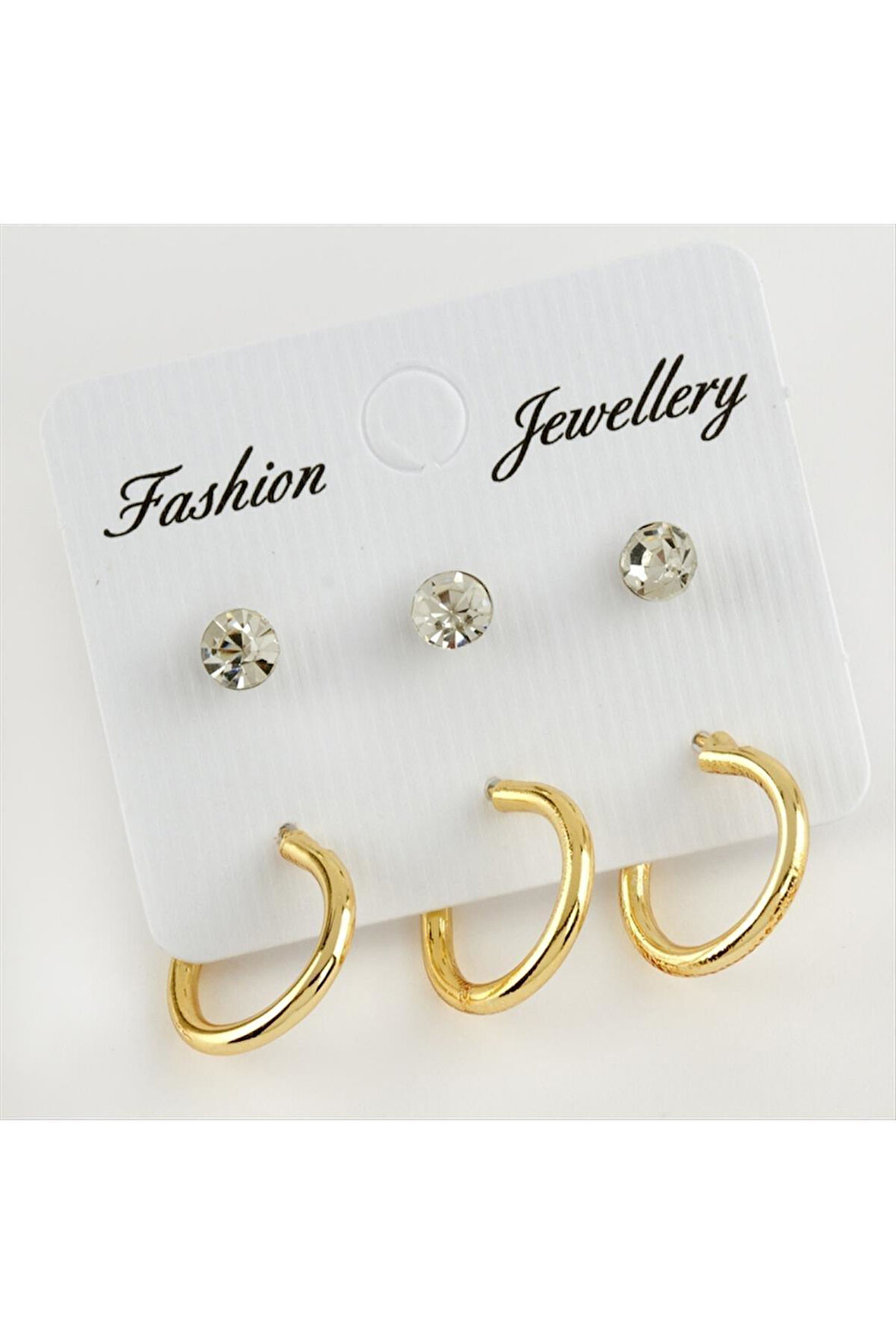 6 Adet Taşlı Halka Küpe 1,5 cm