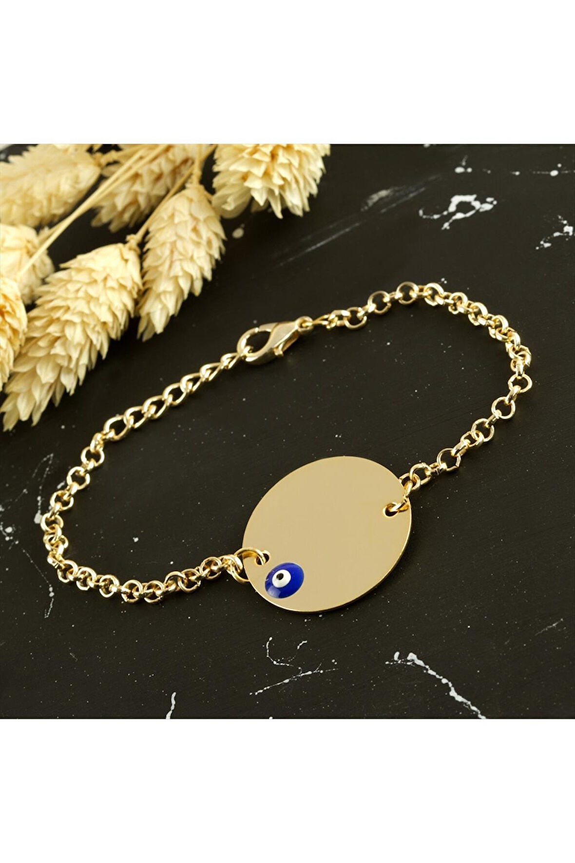 Yuvarlak İsim Yazılabilir Boş Plaka Bileklik