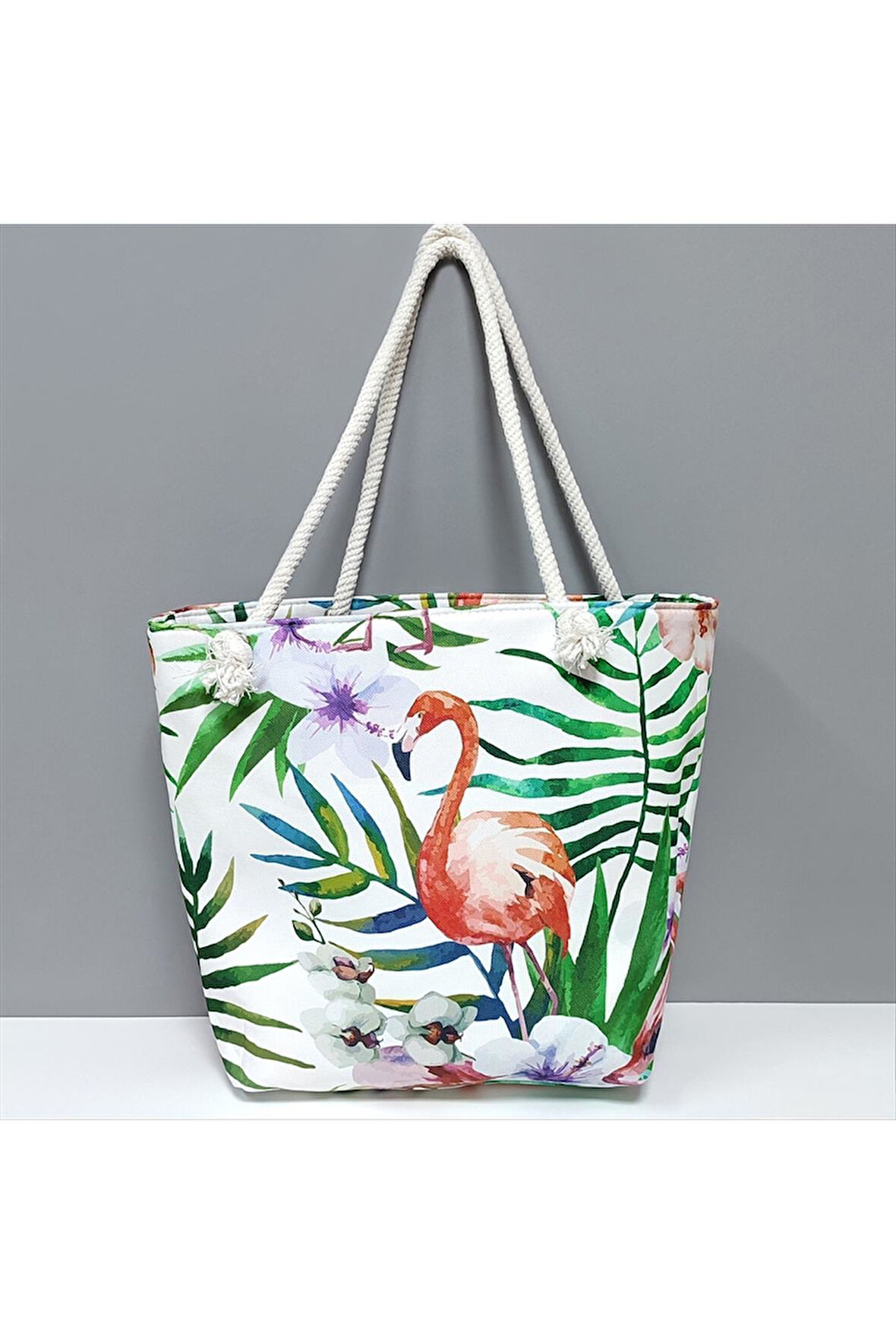 Flamingo Desenli Plaj Çantası