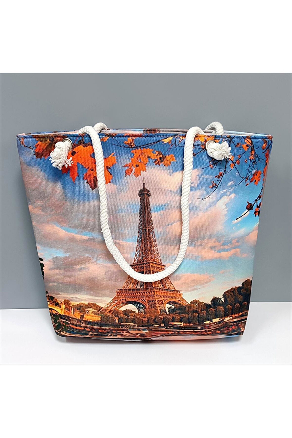Eyfel Kulesi Desenli Plaj Çantası