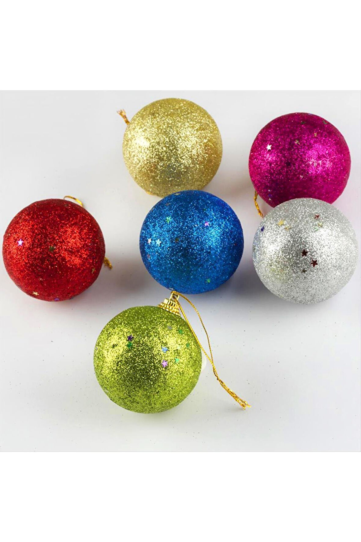 6 Adet Orta Cici Top Yılbaşı Ağaç Süsü