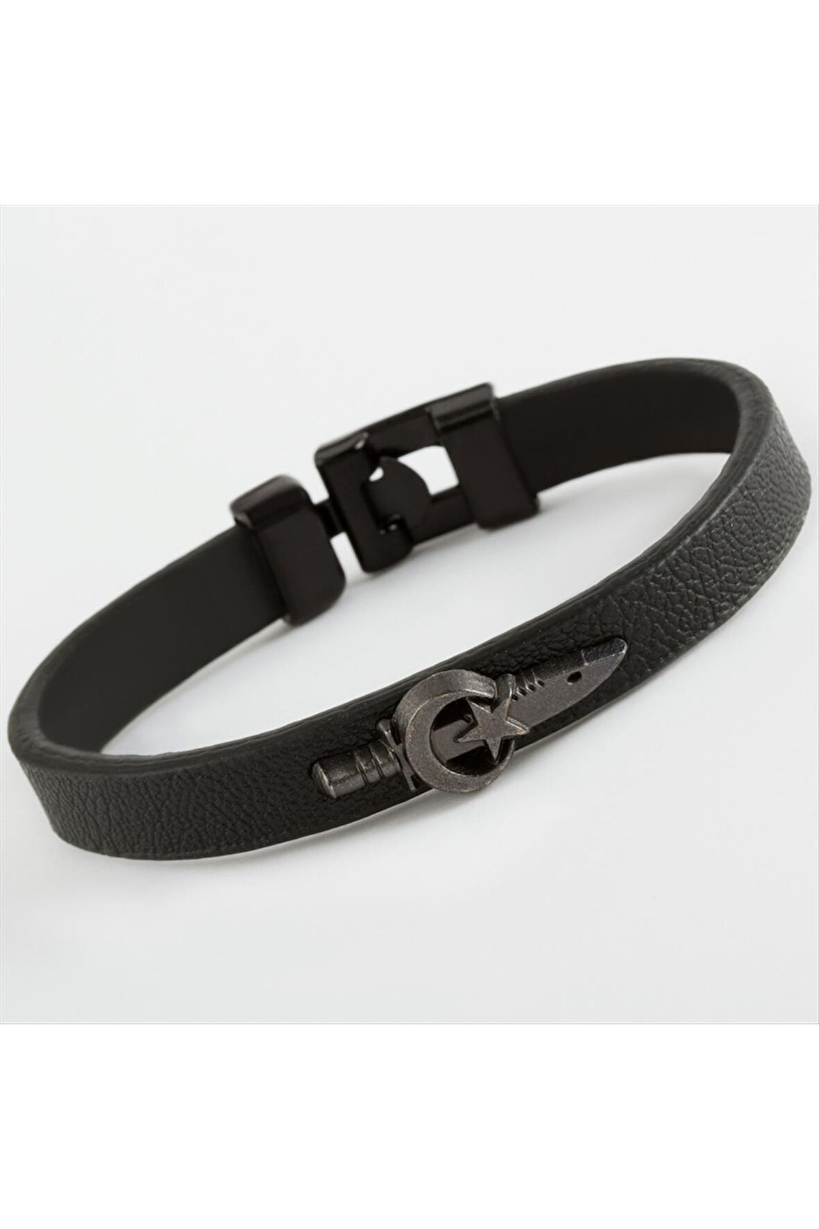 Ay Yıldız Hançer Kaliteli Suni Deri Bileklik