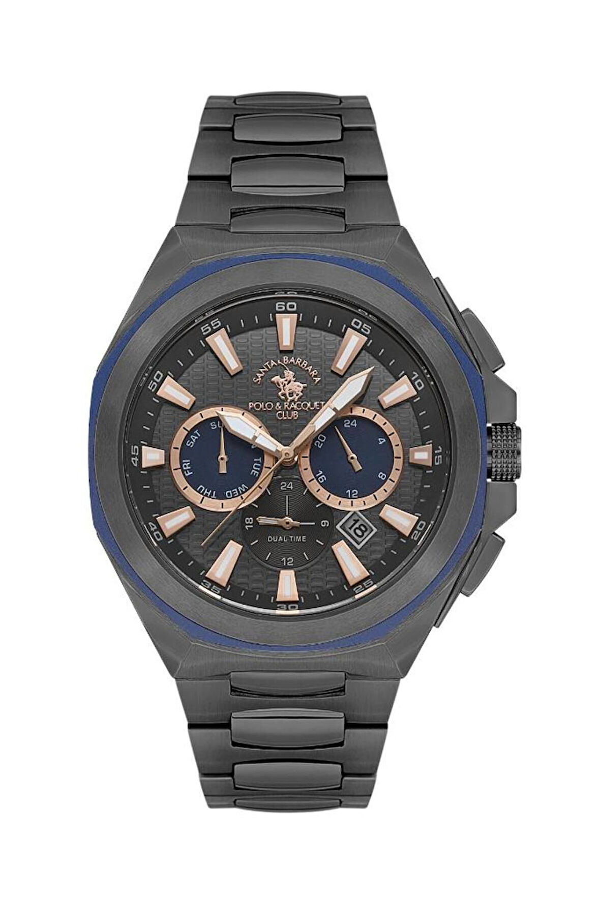 Santa Barbara Polo Racquet Club Sb.1.10539-4 Tüm Fonksiyonları Aktif Çelik Kordonlu Füme Erkek Kol S