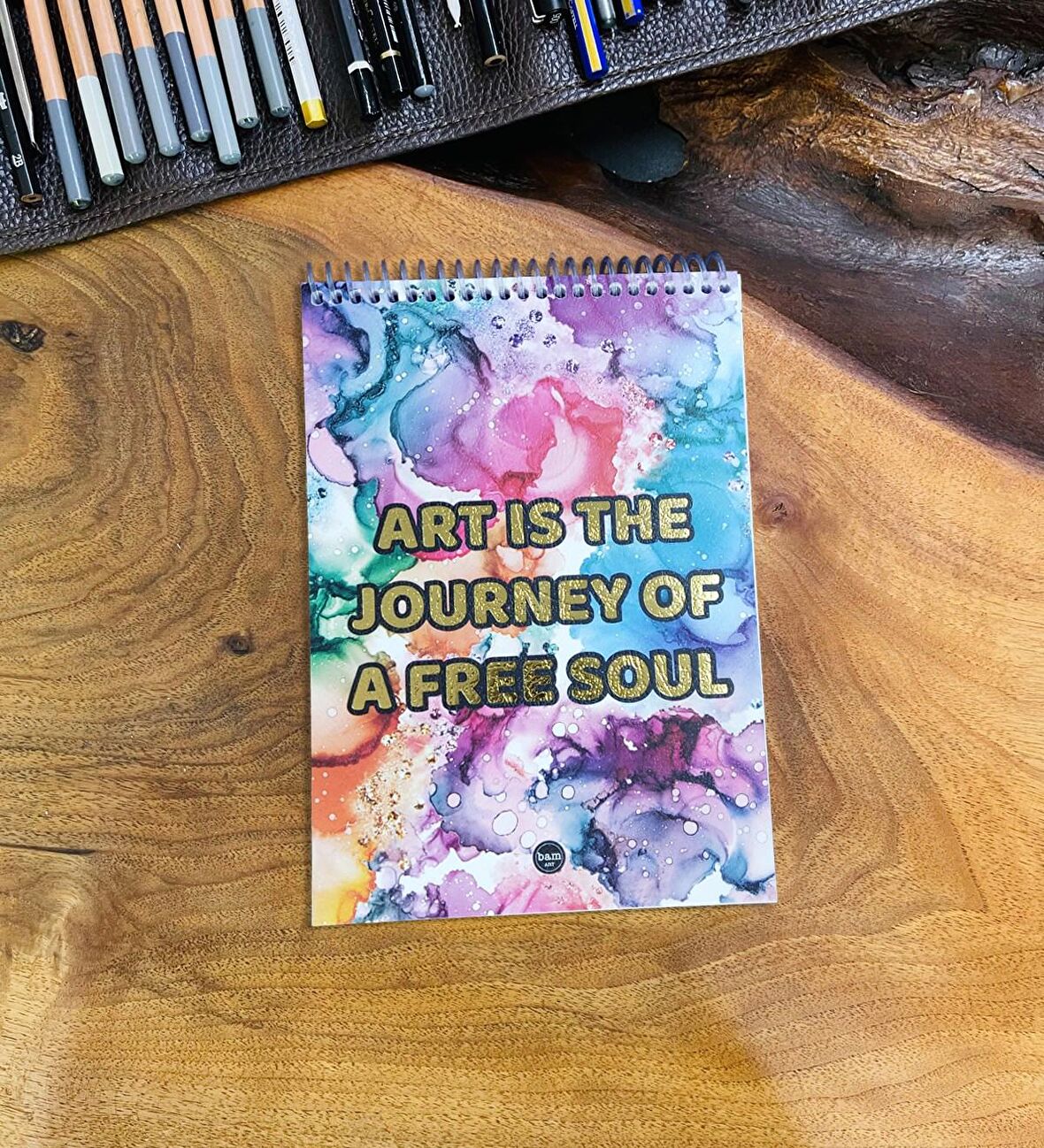 A5 Sketch Book - Eskiz Defteri - Spiralli Tutuş / Grenli Sert Tasarım Kapak