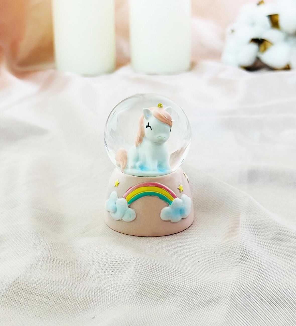 Mini Işıklı Unicorn Kar Küresi