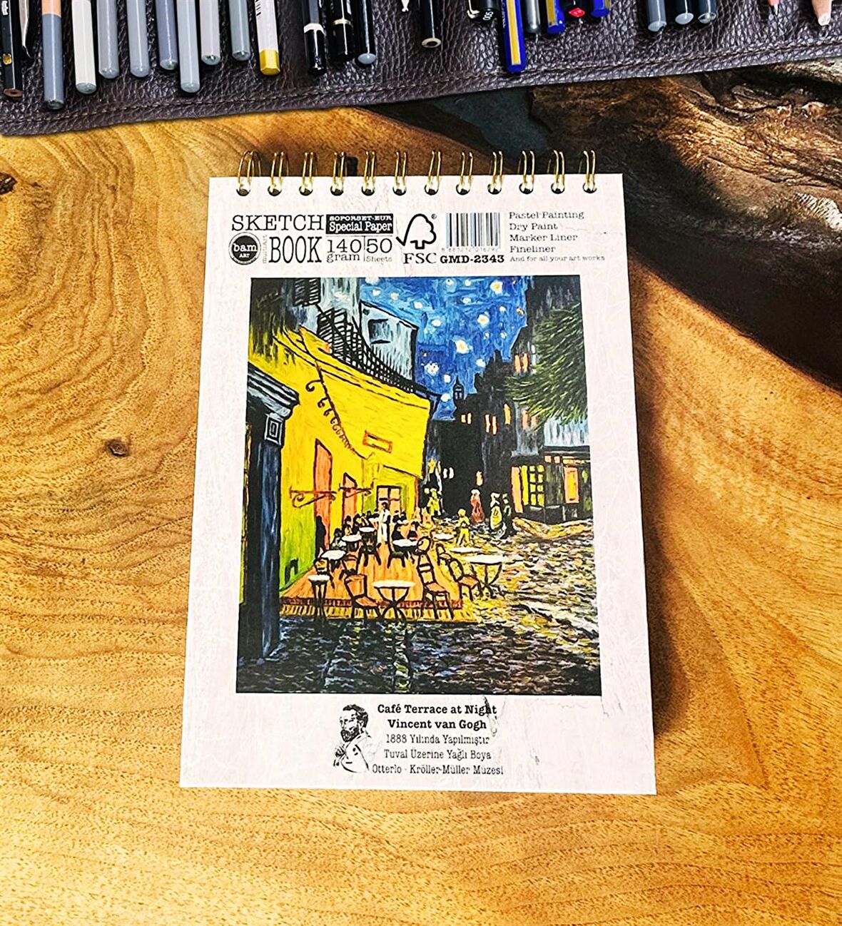 17X23Cm Sketch Book - Eskiz Defteri - Spiralli Tutuş / Grenli Sert Tasarım Kapak