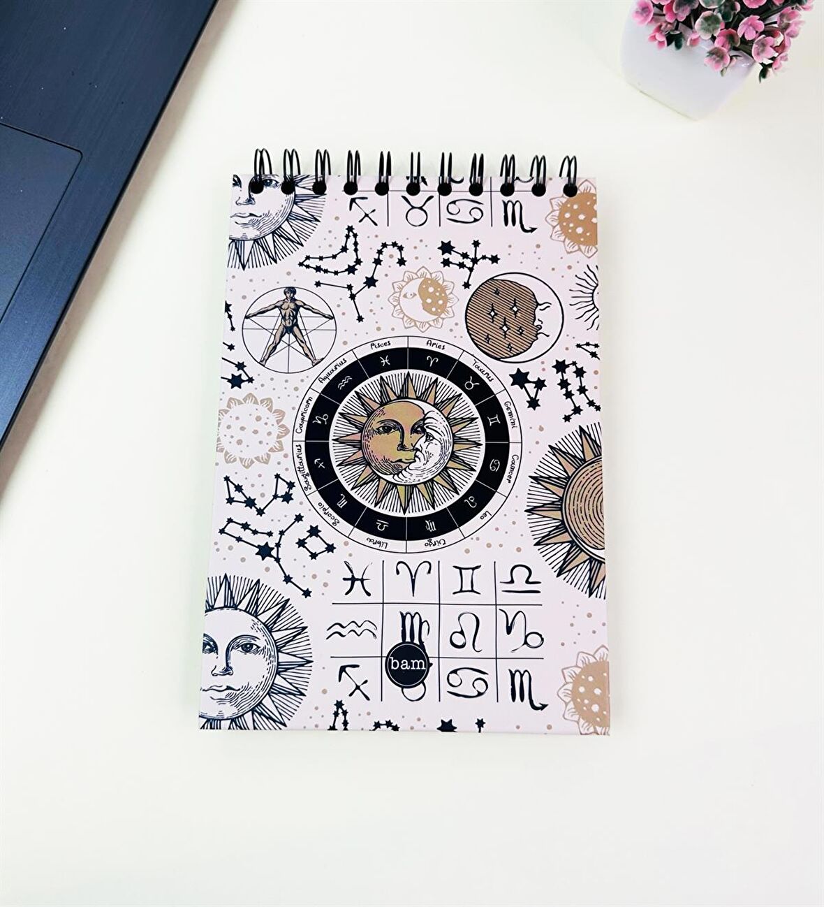 21x14Cm Üstten Spiralli Sketch Book - Eskiz Defteri - Siyah Sayfa - 260 Gr - 56 Yaprak