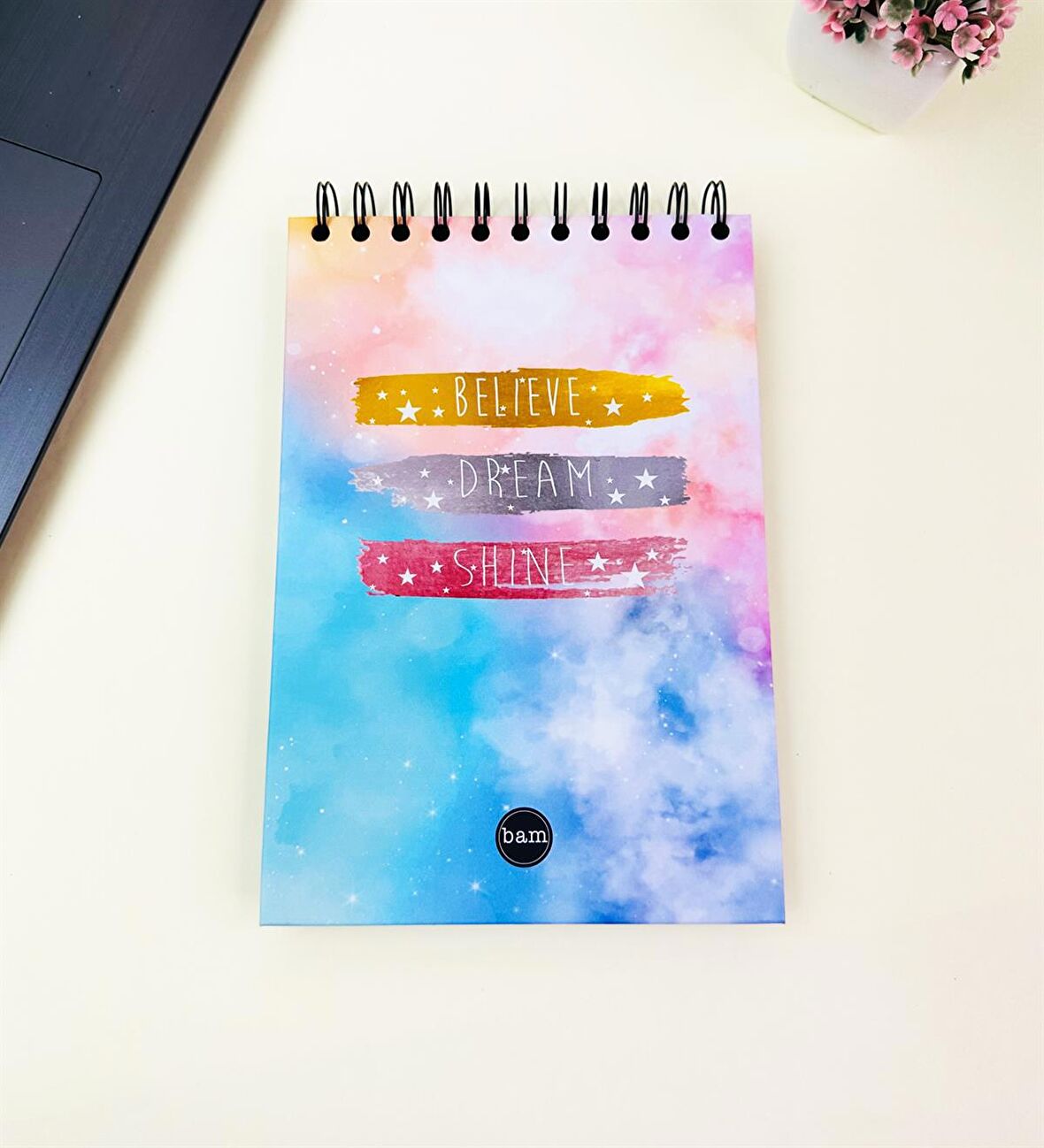 21x14Cm Üstten Spiralli Sketch Book - Eskiz Defteri - Siyah Sayfa - 260 Gr - 56 Yaprak
