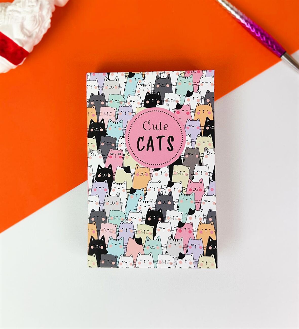 Sevimli Kedi Kalın Kitap Görünümlü Defter