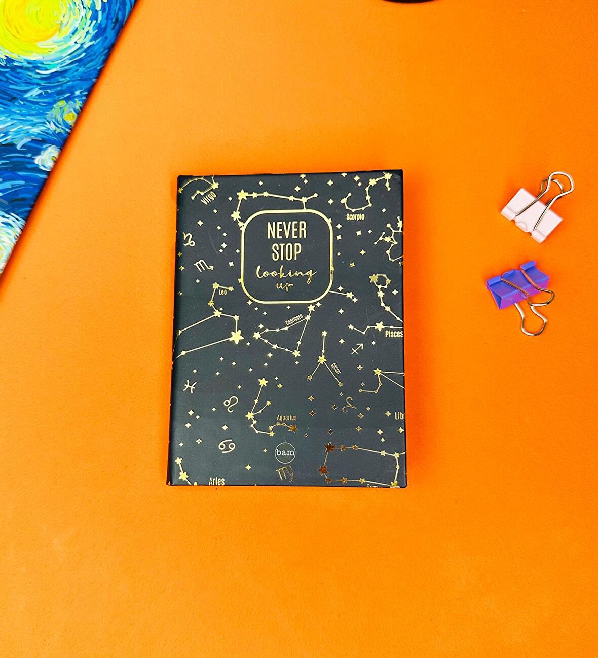 Yıldız Haritası Tasarımlı Sert Kapaklı Mini Defter
