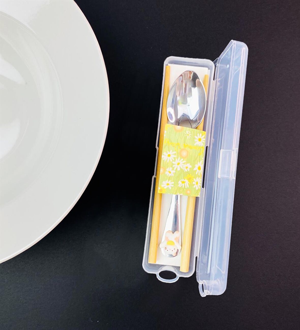 Kutulu chopstick Ve Kaşık Set