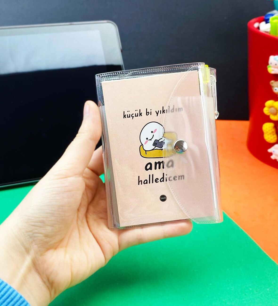 Küçük Bi Yıkıldım Tasarımlı PP Mini Çanta Defter Ve Kalem Set