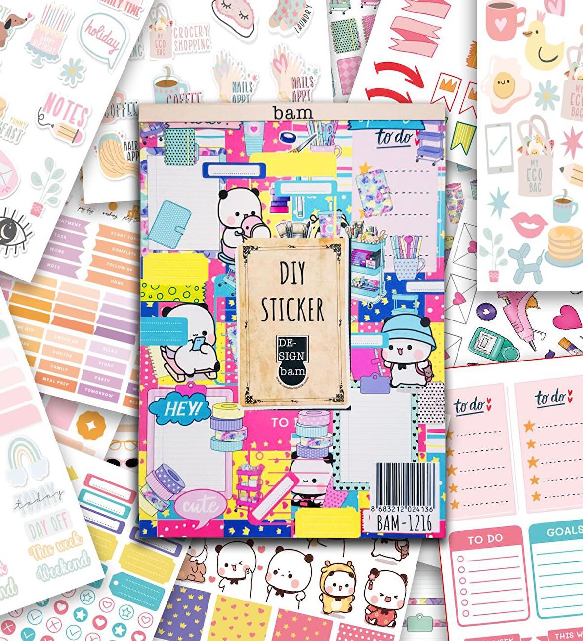 Girl Power My DIY Sticker Book  24 * 17 cm 16 Sayfa Özel Tasarım Rengarenk Sticker Kitabı