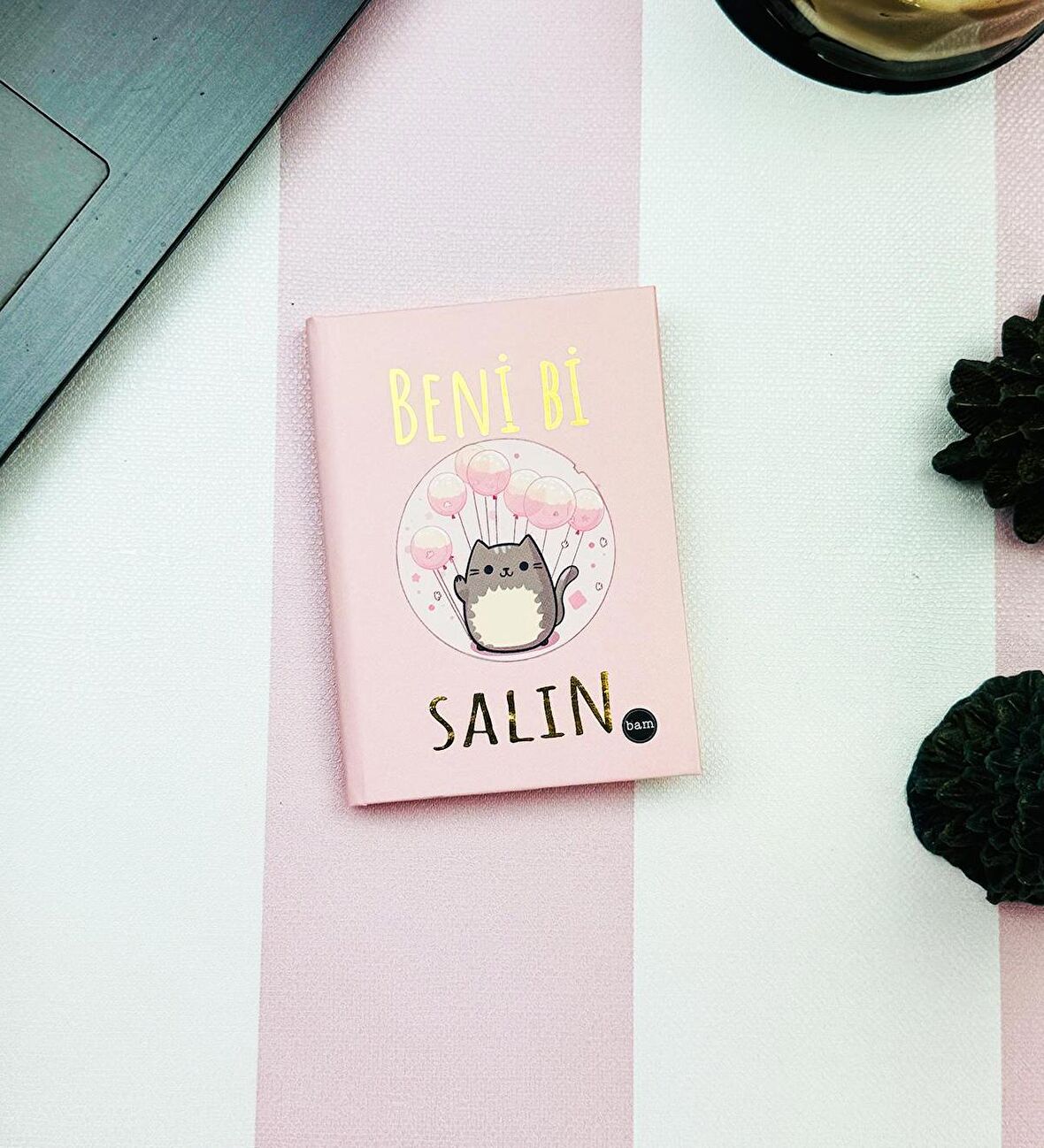 Beni Bi Salın Pembe Tasarımlı Sert Kapaklı Mini Defter