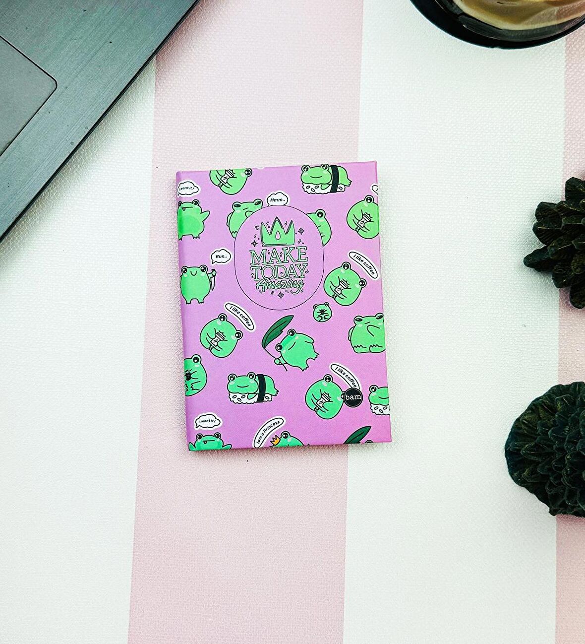 Kurbağa Tasarımlı Sert Kapaklı Mini Defter