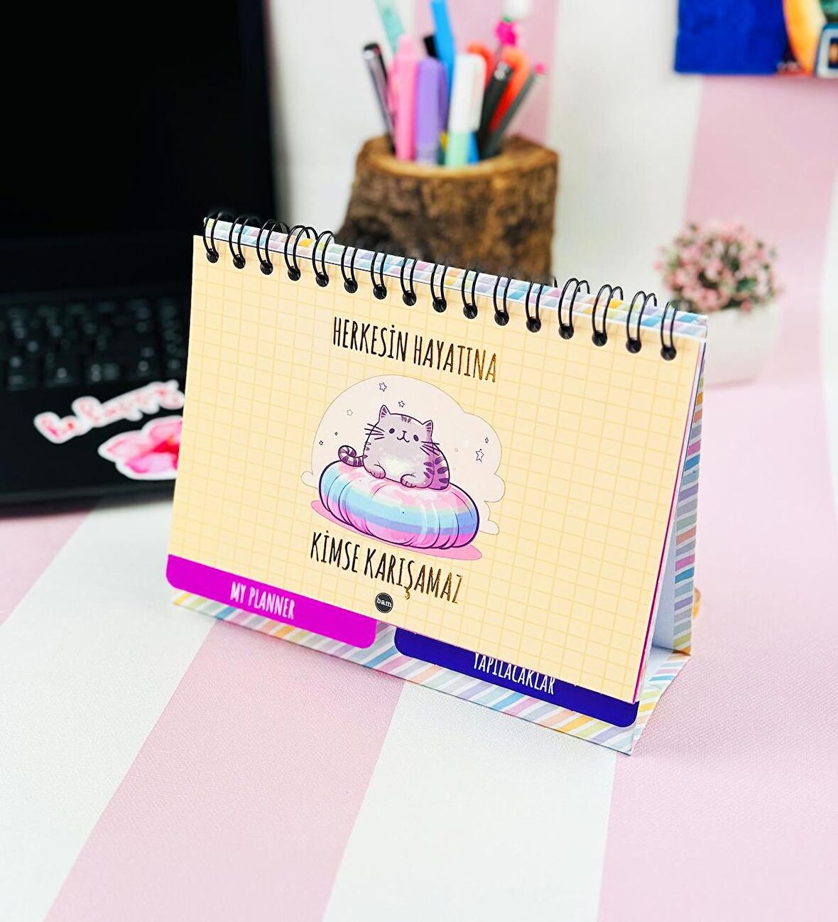 Herkesin Hayatına Kimse Karışamaz Tasarımlı Yeni Nesil Masa Üsü Planner 2 Sayfa Sticker