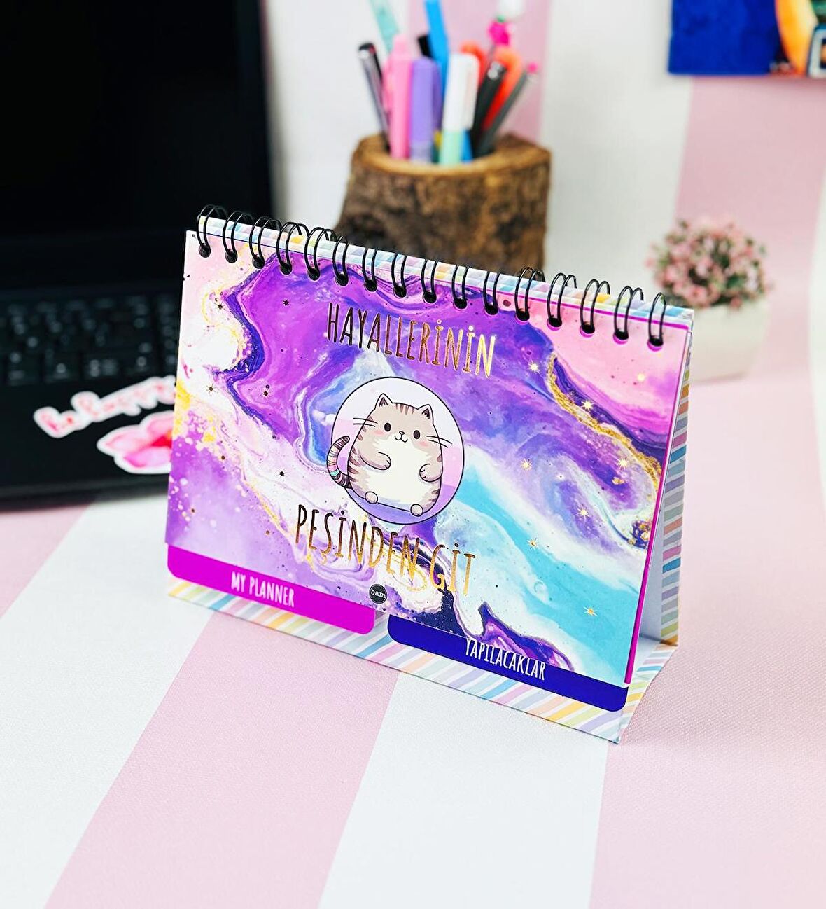 Hayallerinin Peşinden Git Tasarımlı Yeni Nesil Masa Üsü Planner 2 Sayfa Sticker