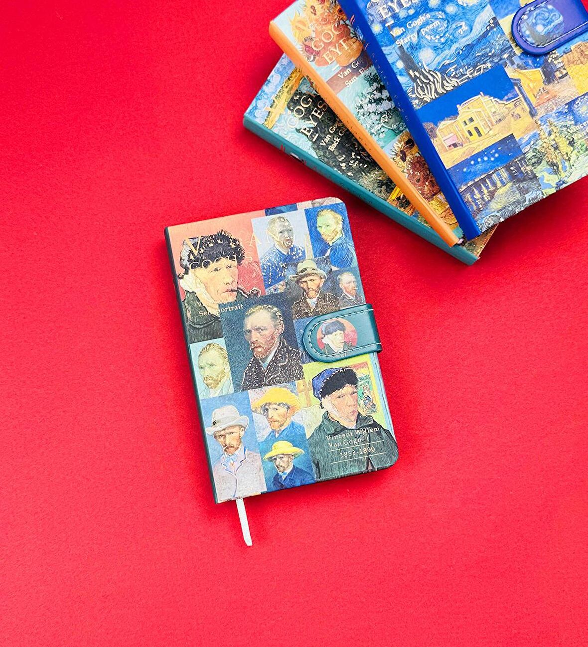 Van Gogh Kolaj Tasarımlı Mıknatıs Kapaklı Defter  BM-1204
