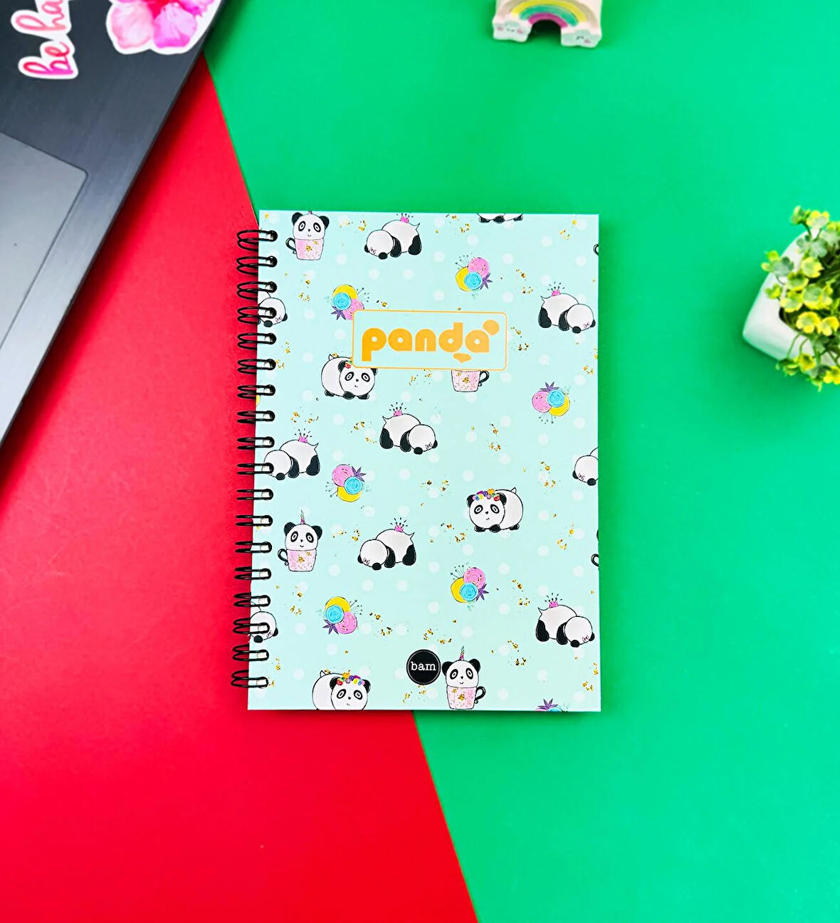 Panda Tasarımlı Spiralli Defter