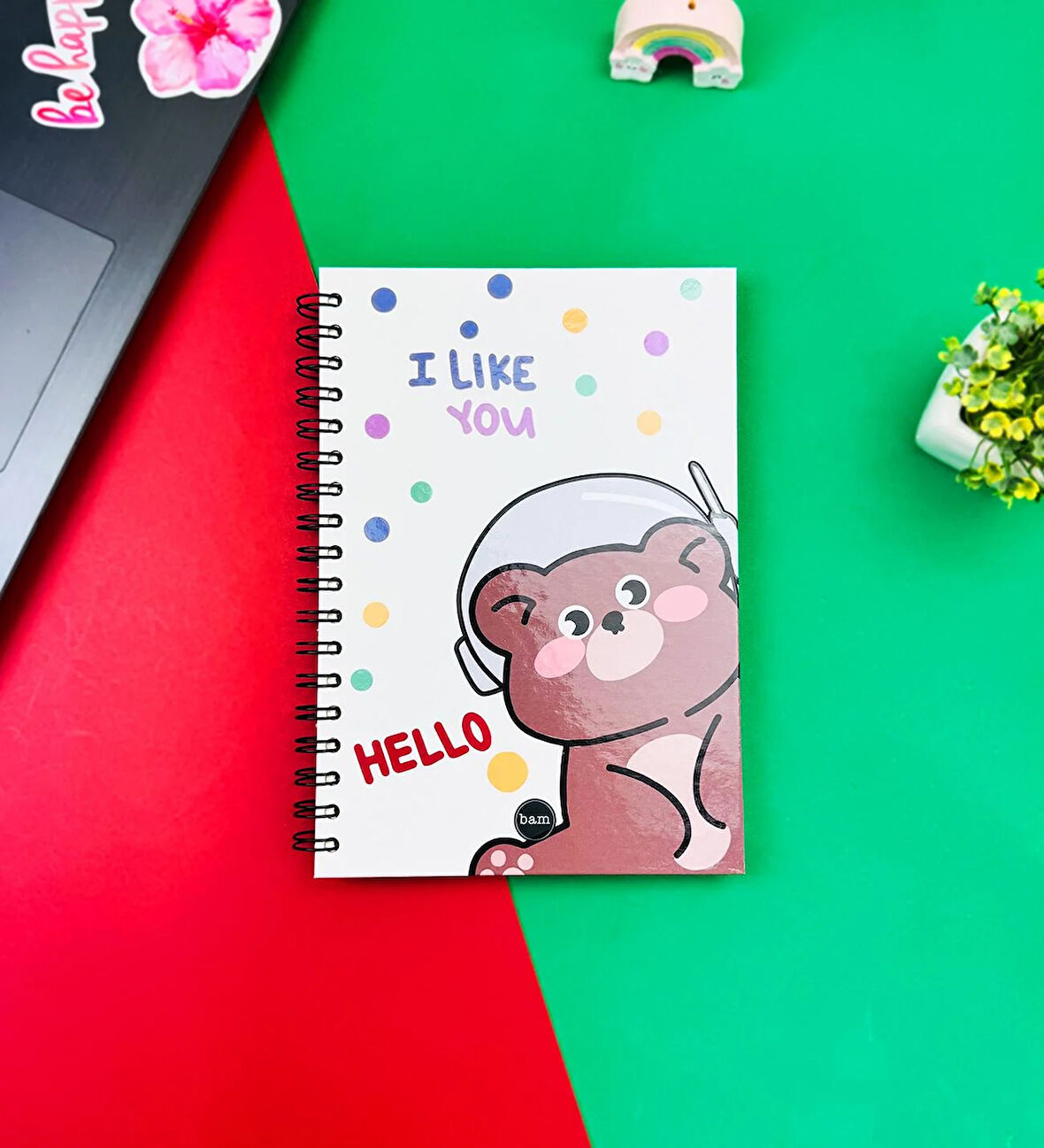 Hello Bear Tasarımlı Spiralli Defter 