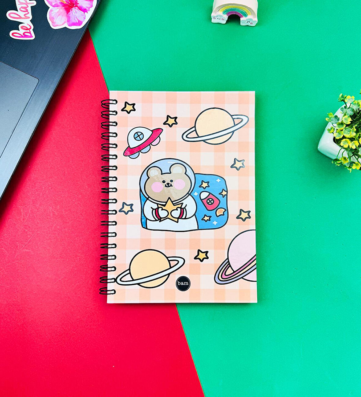 Space Bear Tasarımlı Spiralli Defter 
