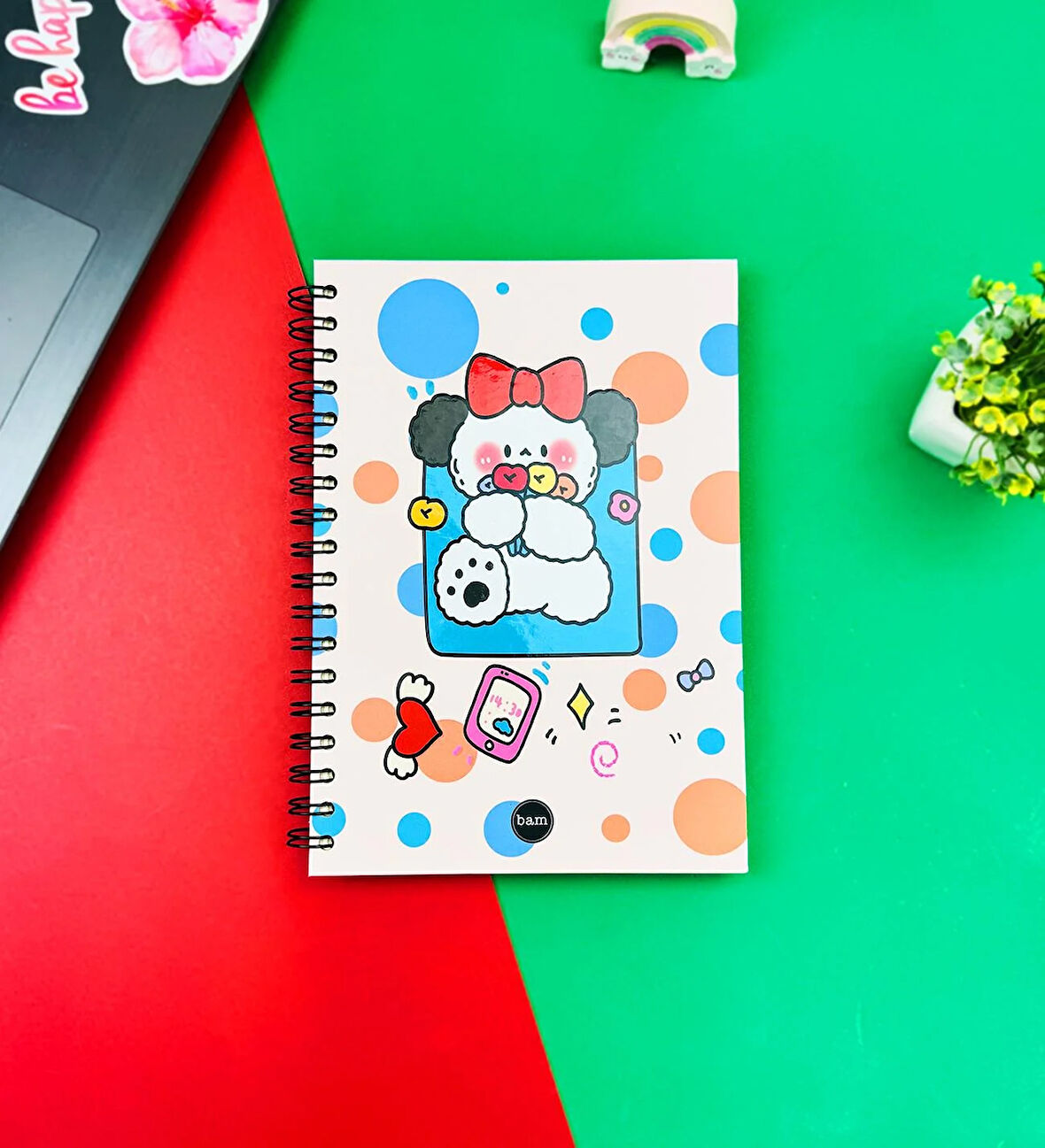 Bow Rabbit Tasarımlı Spiralli Defter 