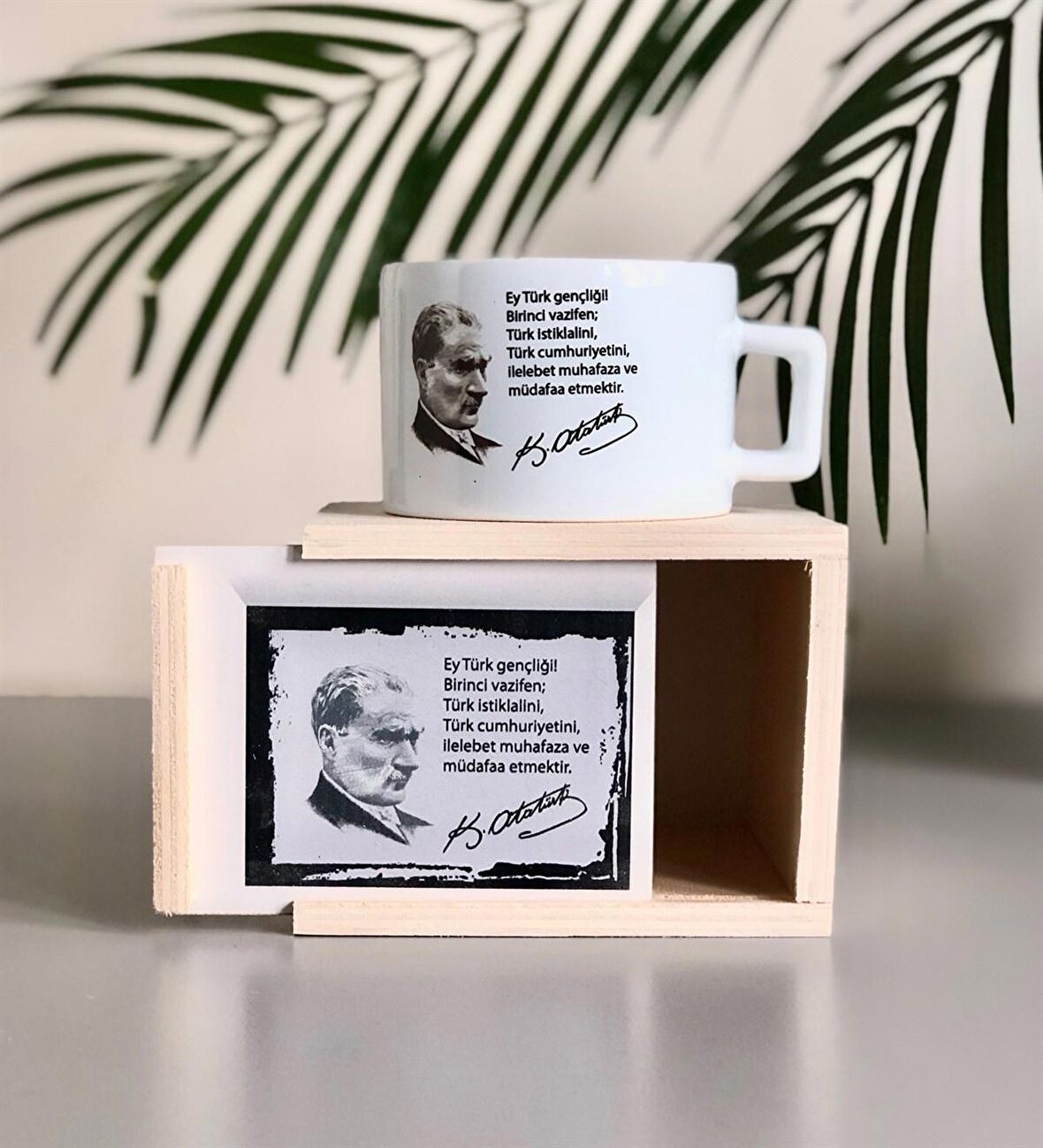 M.Kemal Atatürk Gençliğe Hitabe Tasarımlı Kutulu Kupa