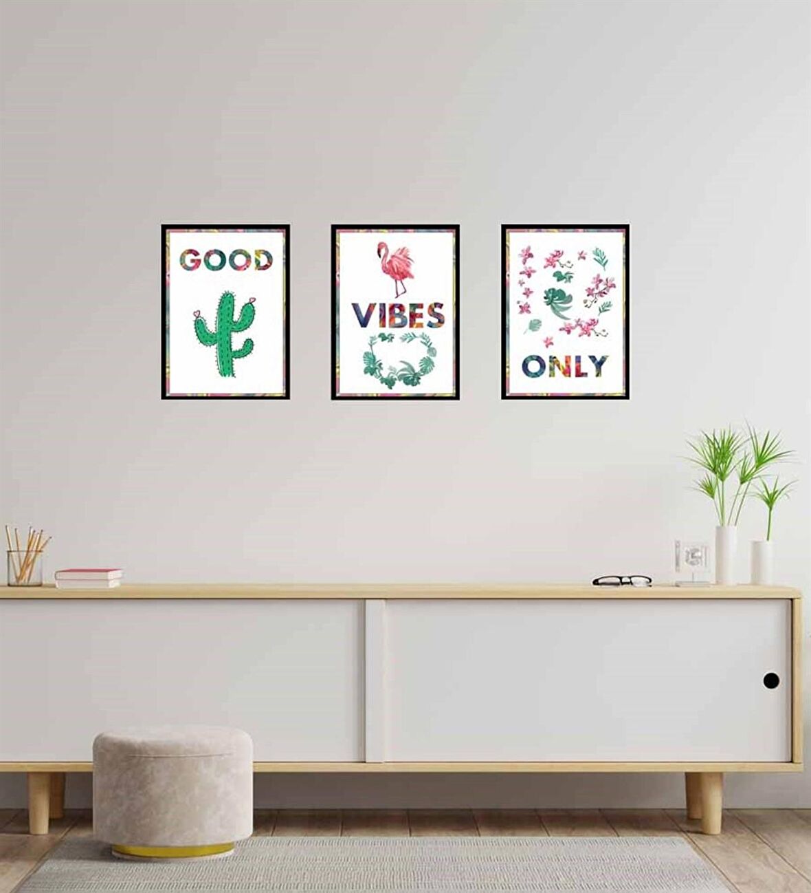 Goods Vibes Only Tasarım Duvar Panosu 3'lü Set