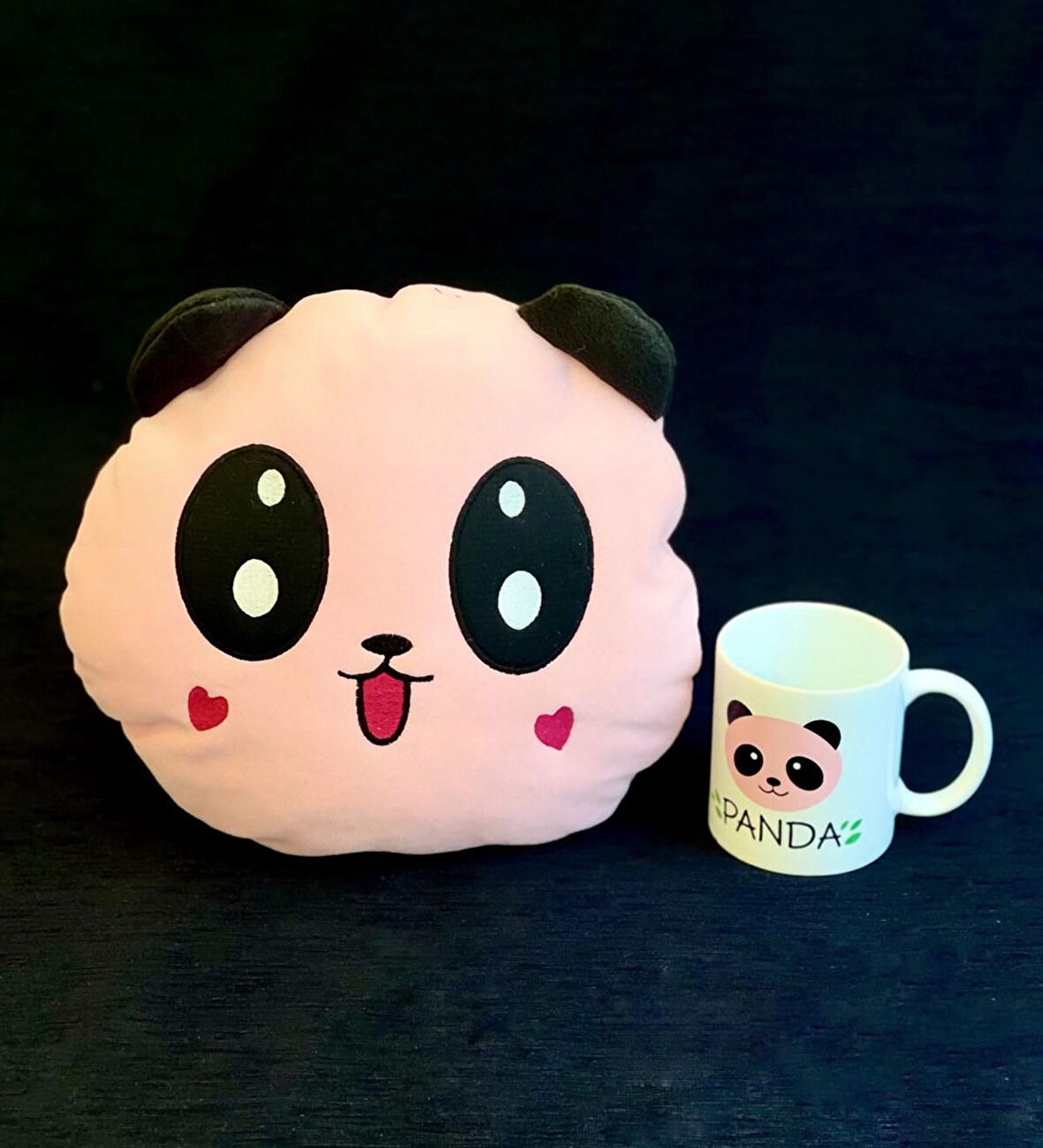 Pembe Panda Tasarımlı Kupa Ve Yastık Set