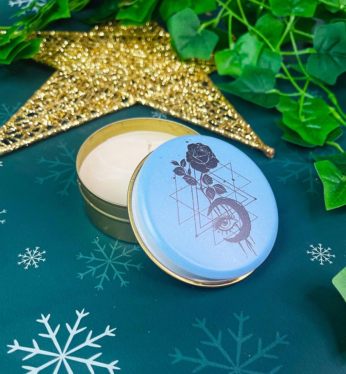 Tarot Gül Tasarımlı Kokulu Teneke Mum