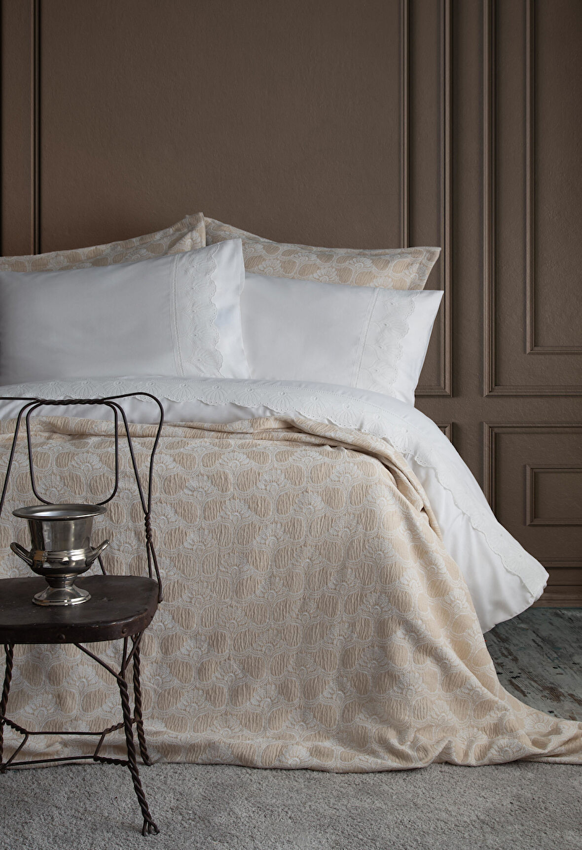 ÇİFT KİŞİLİK YATAK ÖRTÜSÜ NEVRESİM SET MADRID BEIGE - YATAK ORTUSU