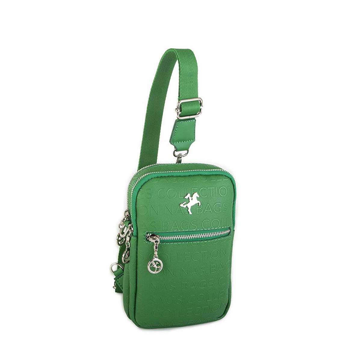 Nas Bag Kadın Bel ve Body Bag Çapraz Çanta Dönüştürülebilir Orjinal Nas Çanta Çim Yeşili Gofraj