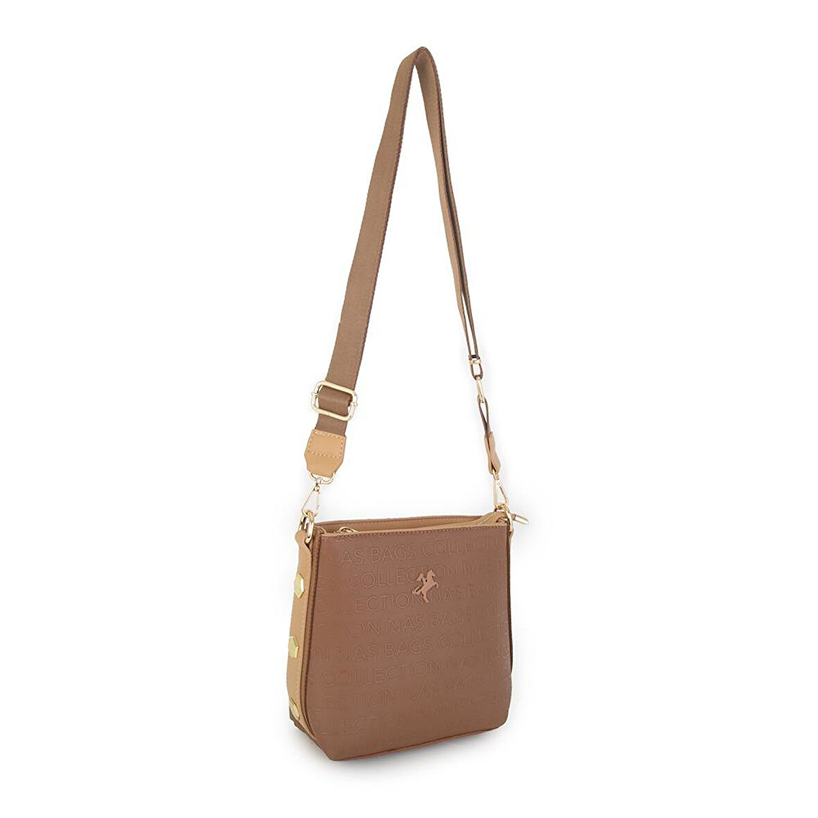 Nas Bag Kadın Çapraz Çanta Ayarlanabilir Askılı Taba Camel   Gofraj