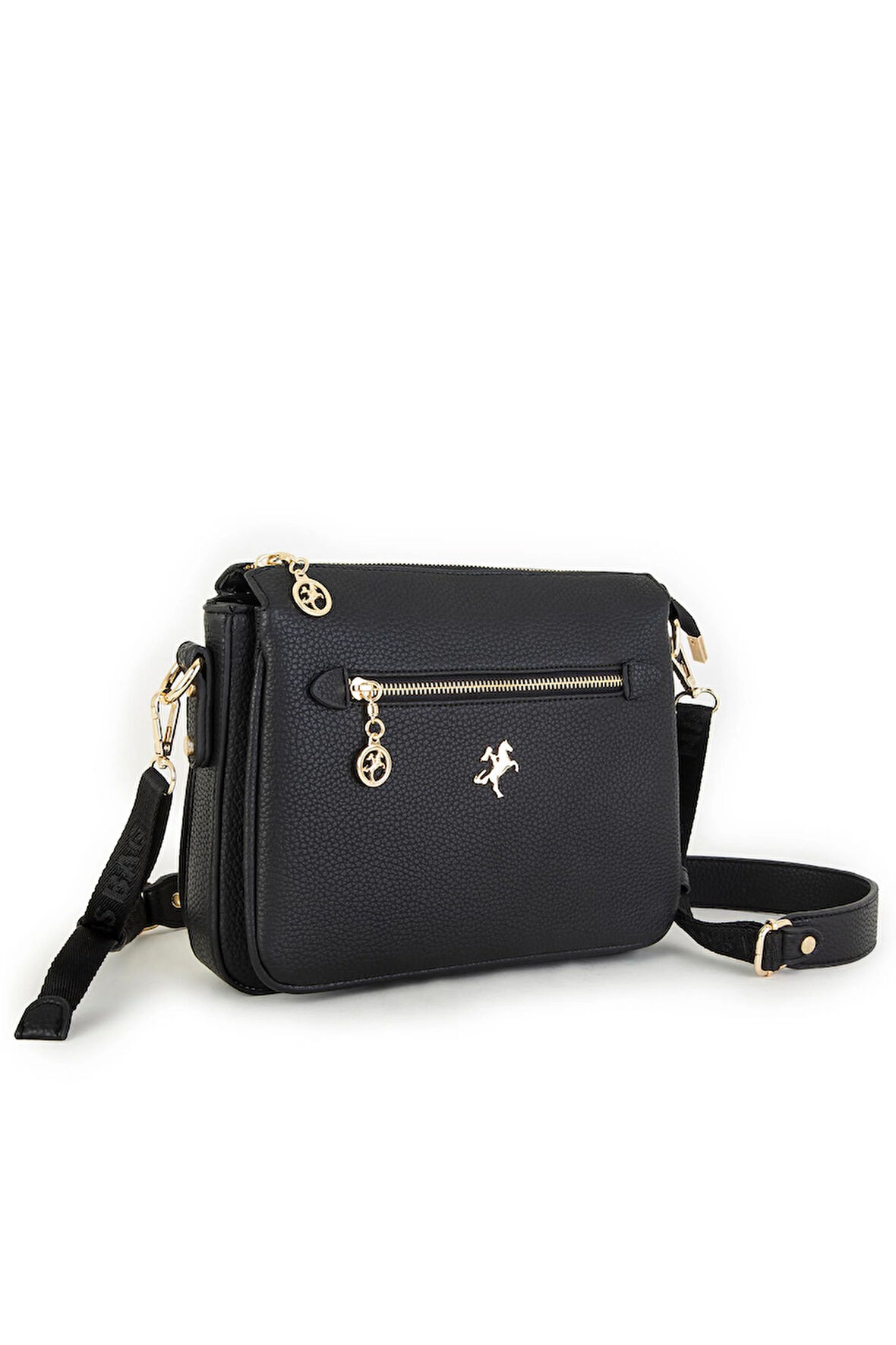 Nas Bag Kadın Çapraz Çanta Kalın Ayarlanabilir Askılı Çanta Siyah Silan (En: 26 cm,  Boy: 22 cm )