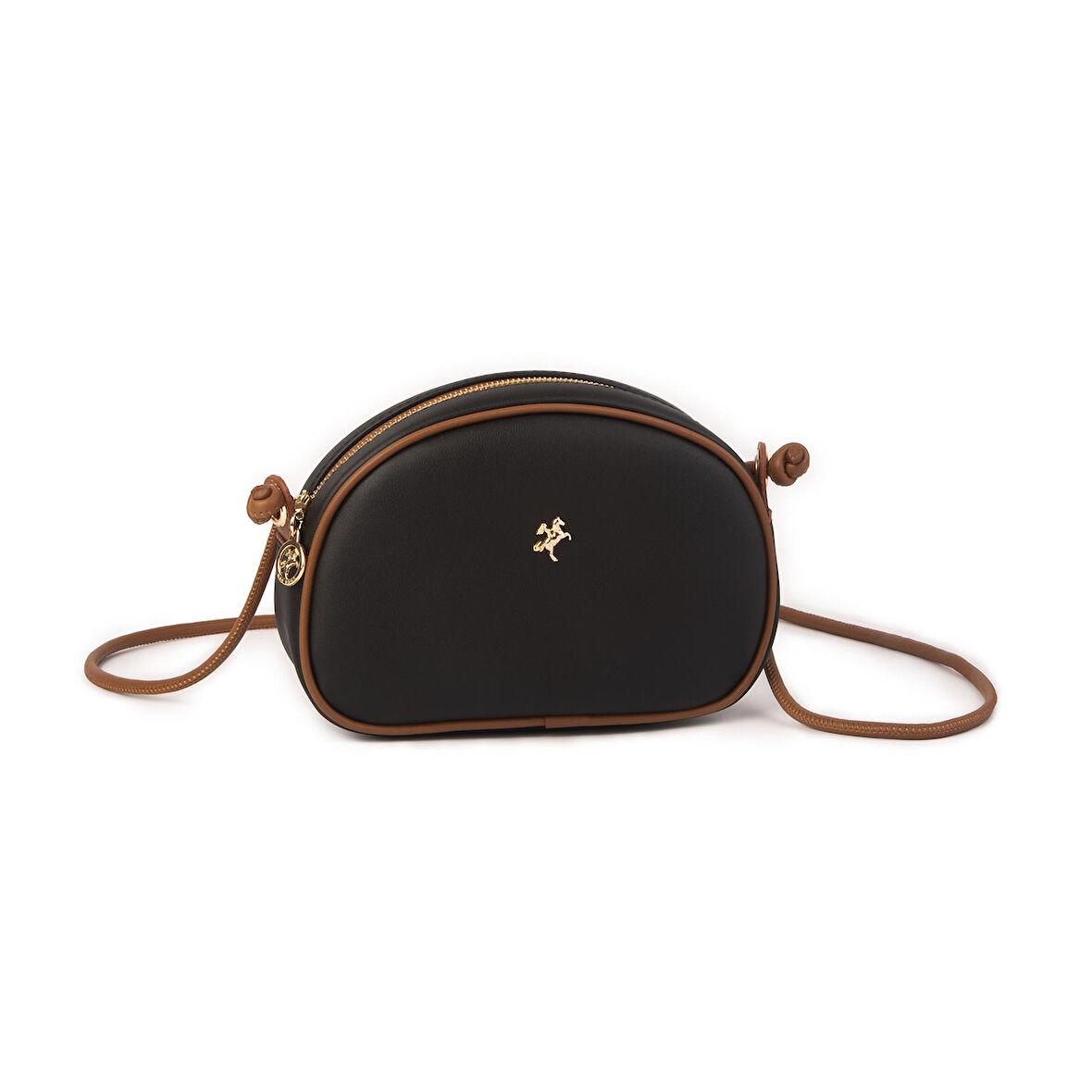 Nas Bag Kadın  Mini Çapraz Çanta  Taba Siyah Luna (21x16x8 cm)