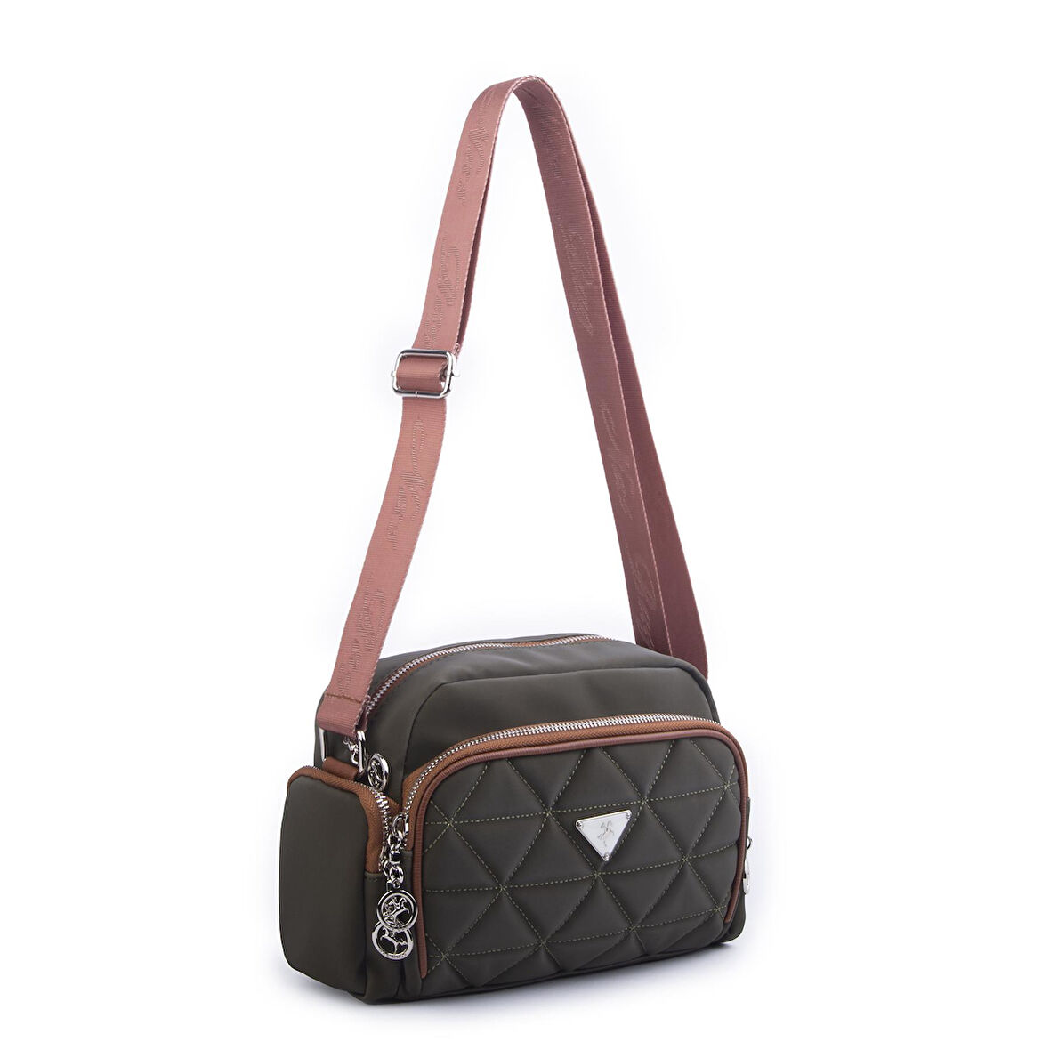 Nas Bag Kadın Kapitone Çok Cepli Çapraz Çanta Yeşil Taba Buzzy