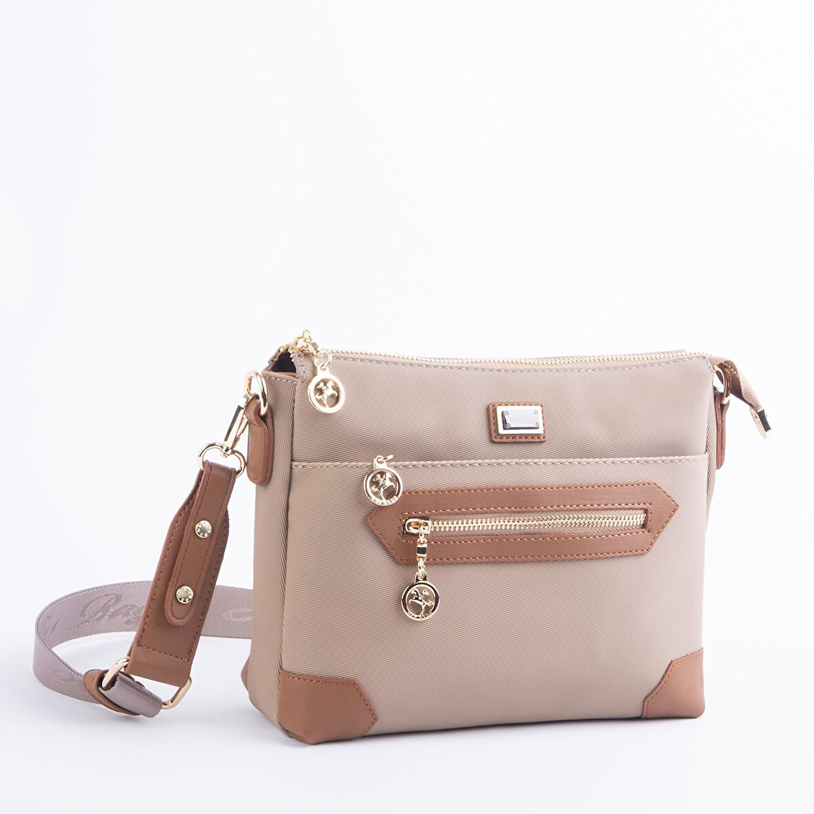 Nas Bag Kadın Postacı Çapraz Çanta Vizon Taba Karaca (en 25 cm ;boy 22 cm )