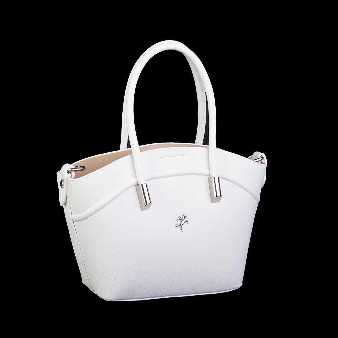 Nas Bag Kadın Mini Sepet Çanta El ve Çapraz Çanta Beyaz Golf ( 20x18cm)