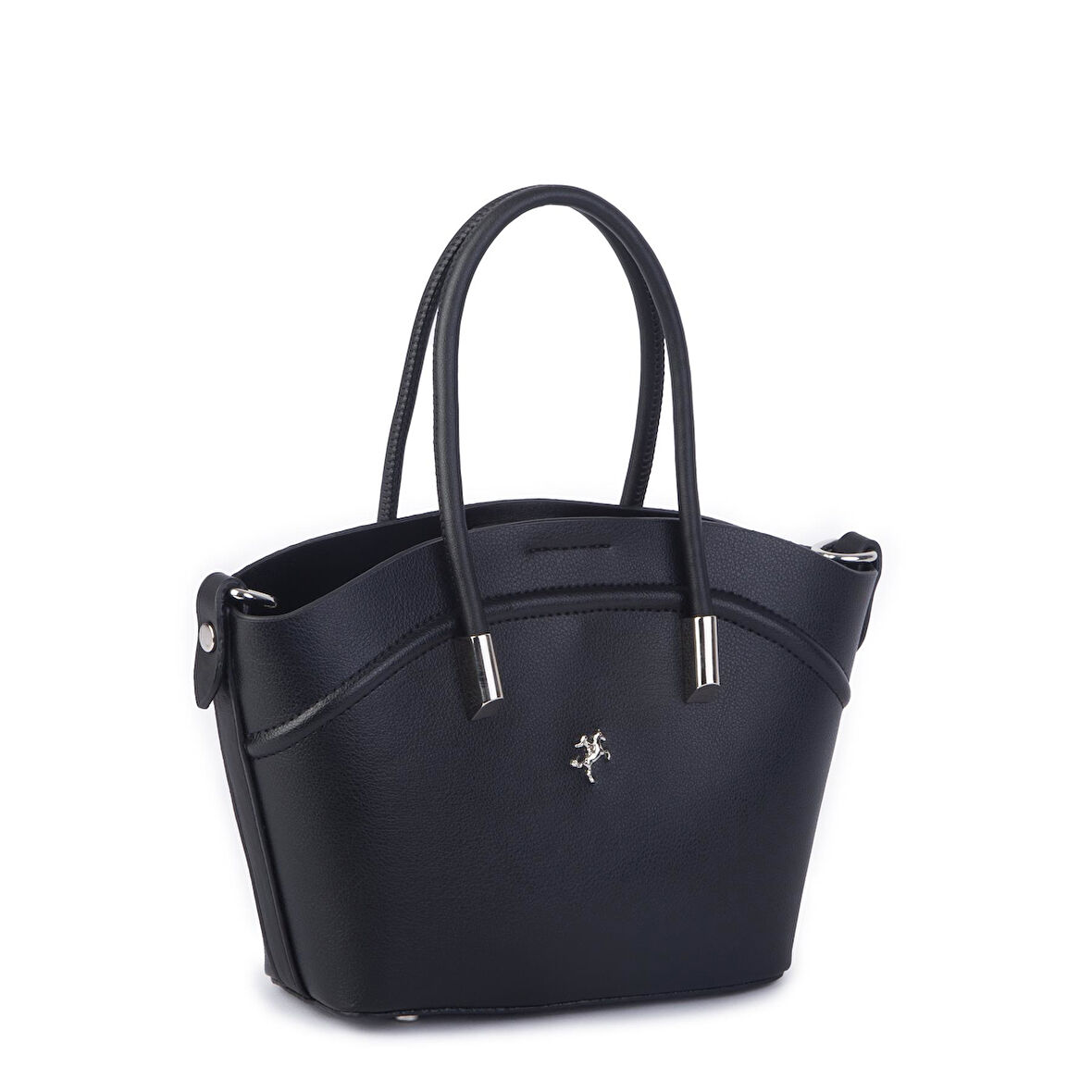 Nas Bag Kadın Mini Sepet Çanta El ve Çapraz Çanta Siyah Golf  ( 20x18cm)