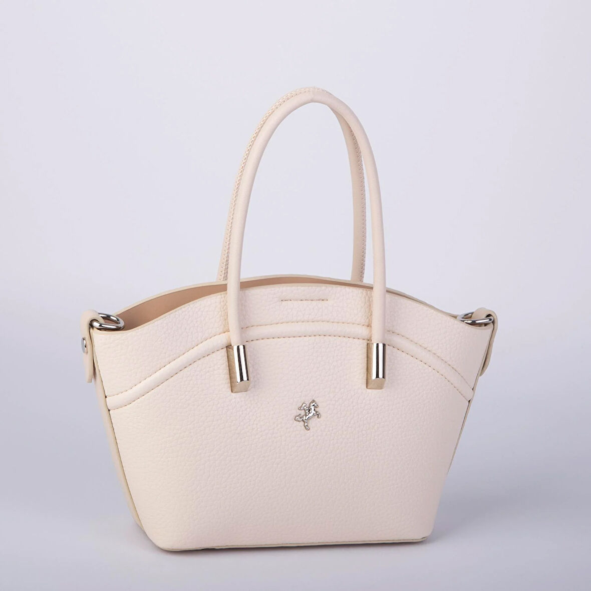 Nas Bag Kadın Mini Sepet Çanta El ve Çapraz Çanta Krem  Lopez ( 20x18cm)