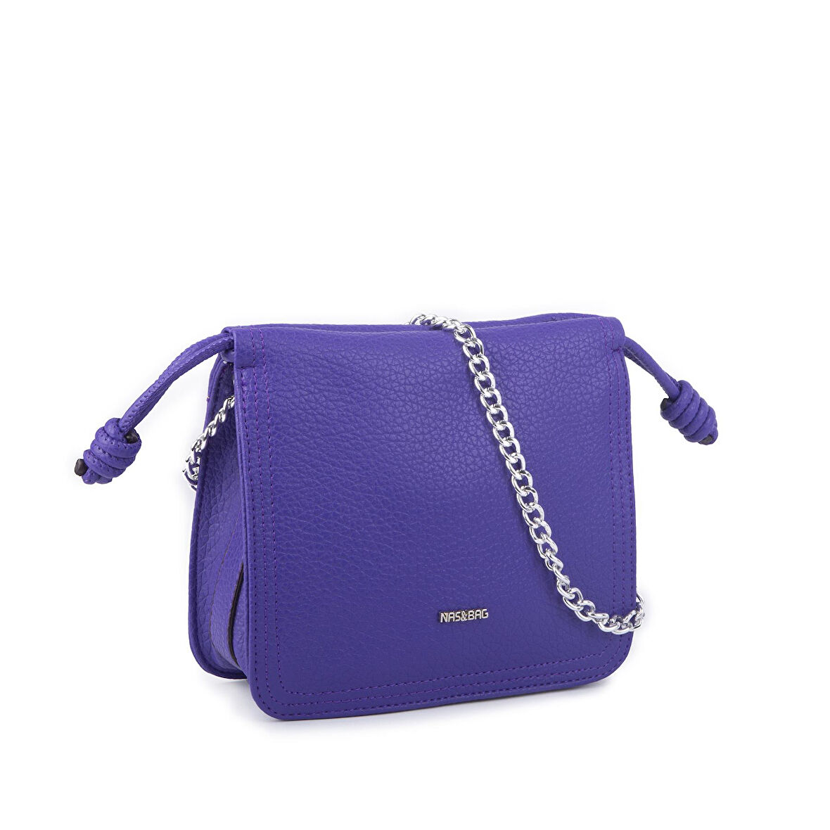 Nas Bag Kadın Zincirli Büzmeli Çıtçıtlı Omuz ve Çapraz Çanta Mor